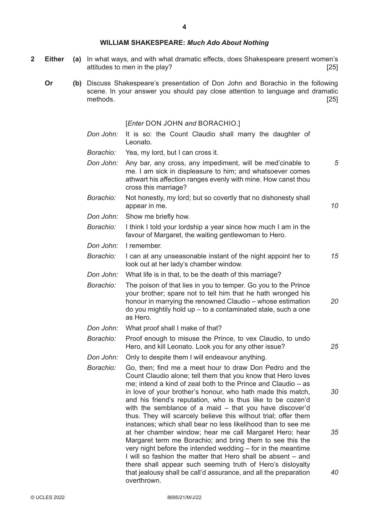Cambridge A Level English - Language and Literature (AS Level only, from 2016) 8695 2022 May/June Paper 2 · Variant 1 question paper, page 4 of 24