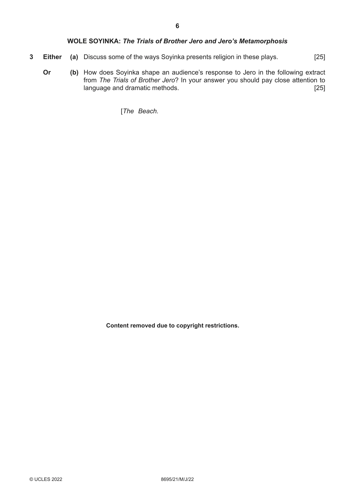 Cambridge A Level English - Language and Literature (AS Level only, from 2016) 8695 2022 May/June Paper 2 · Variant 1 question paper, page 6 of 24