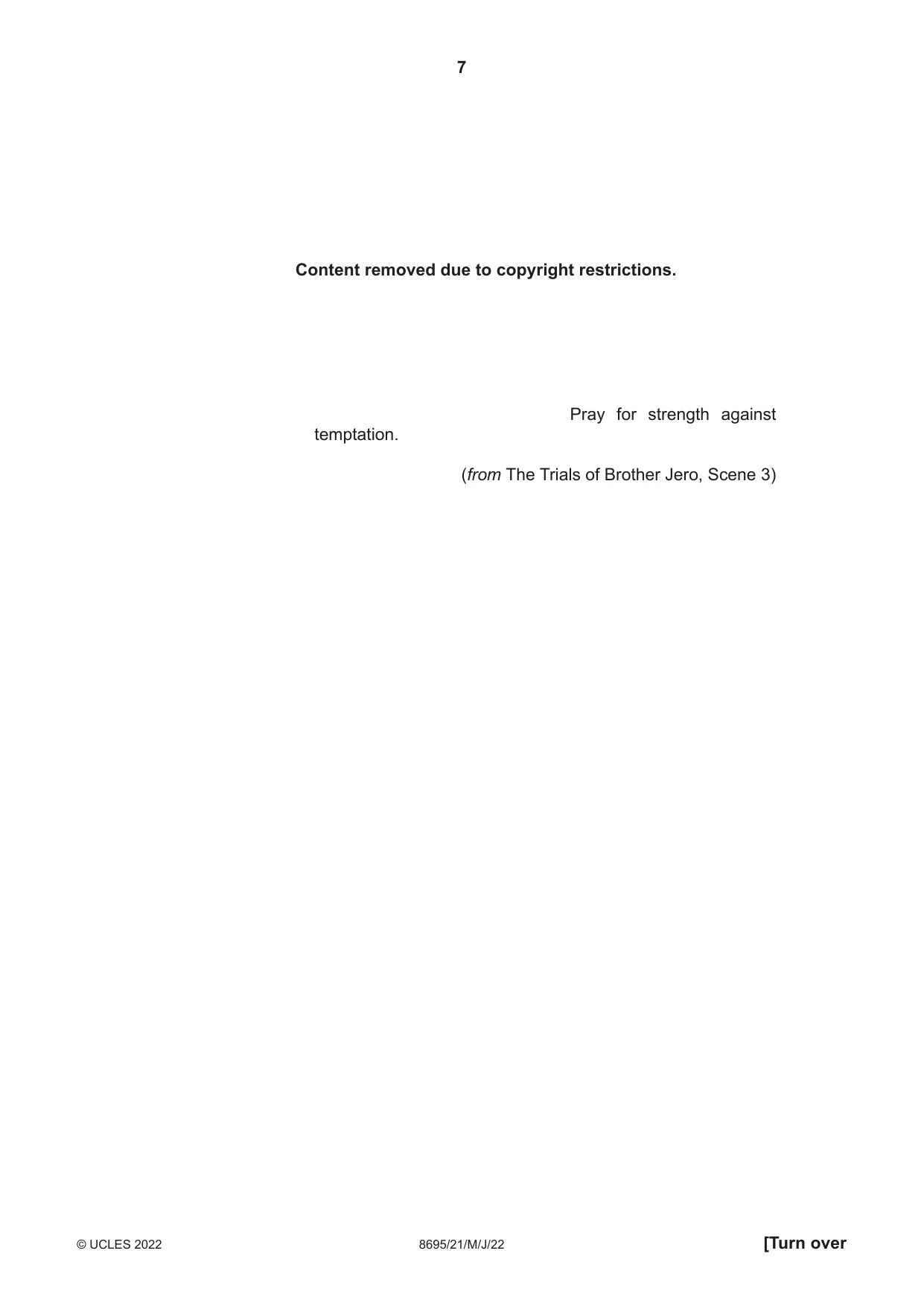 Cambridge A Level English - Language and Literature (AS Level only, from 2016) 8695 2022 May/June Paper 2 · Variant 1 question paper, page 7 of 24