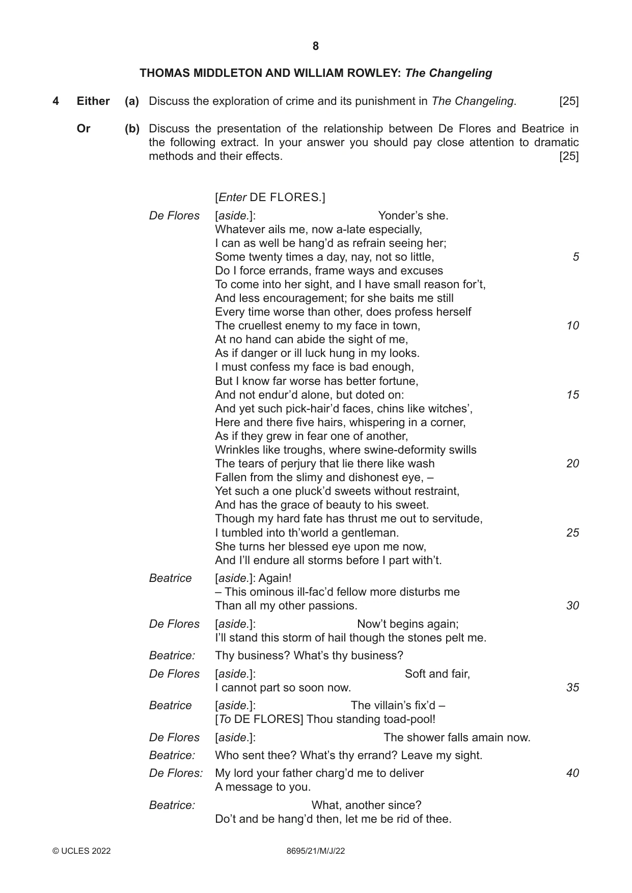 Cambridge A Level English - Language and Literature (AS Level only, from 2016) 8695 2022 May/June Paper 2 · Variant 1 question paper, page 8 of 24