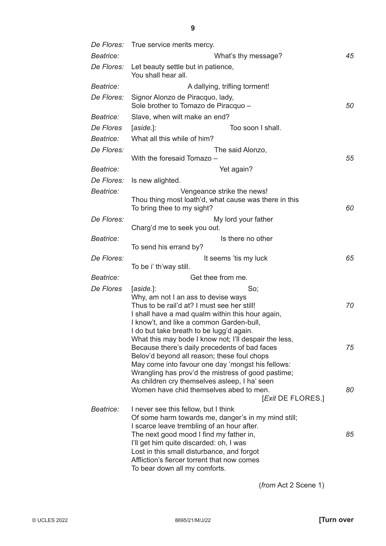Cambridge A Level English - Language and Literature (AS Level only, from 2016) 8695 2022 May/June Paper 2 · Variant 1 question paper, page 9 of 24