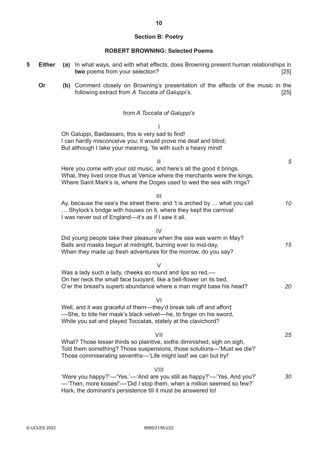 Cambridge A Level English - Language and Literature (AS Level only, from 2016) 8695 2022 May/June Paper 2 · Variant 1 question paper, page 10 of 24