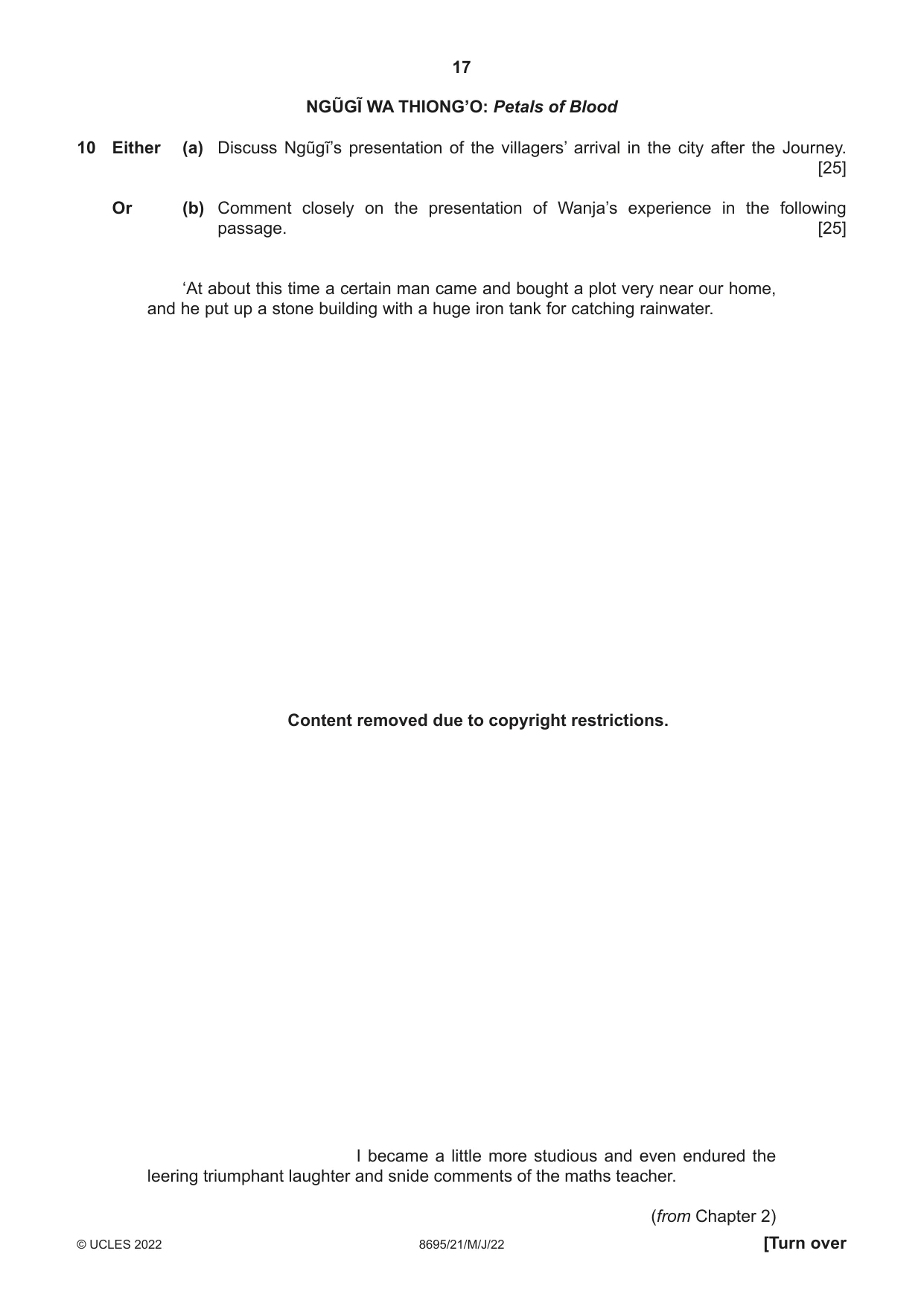 Cambridge A Level English - Language and Literature (AS Level only, from 2016) 8695 2022 May/June Paper 2 · Variant 1 question paper, page 17 of 24