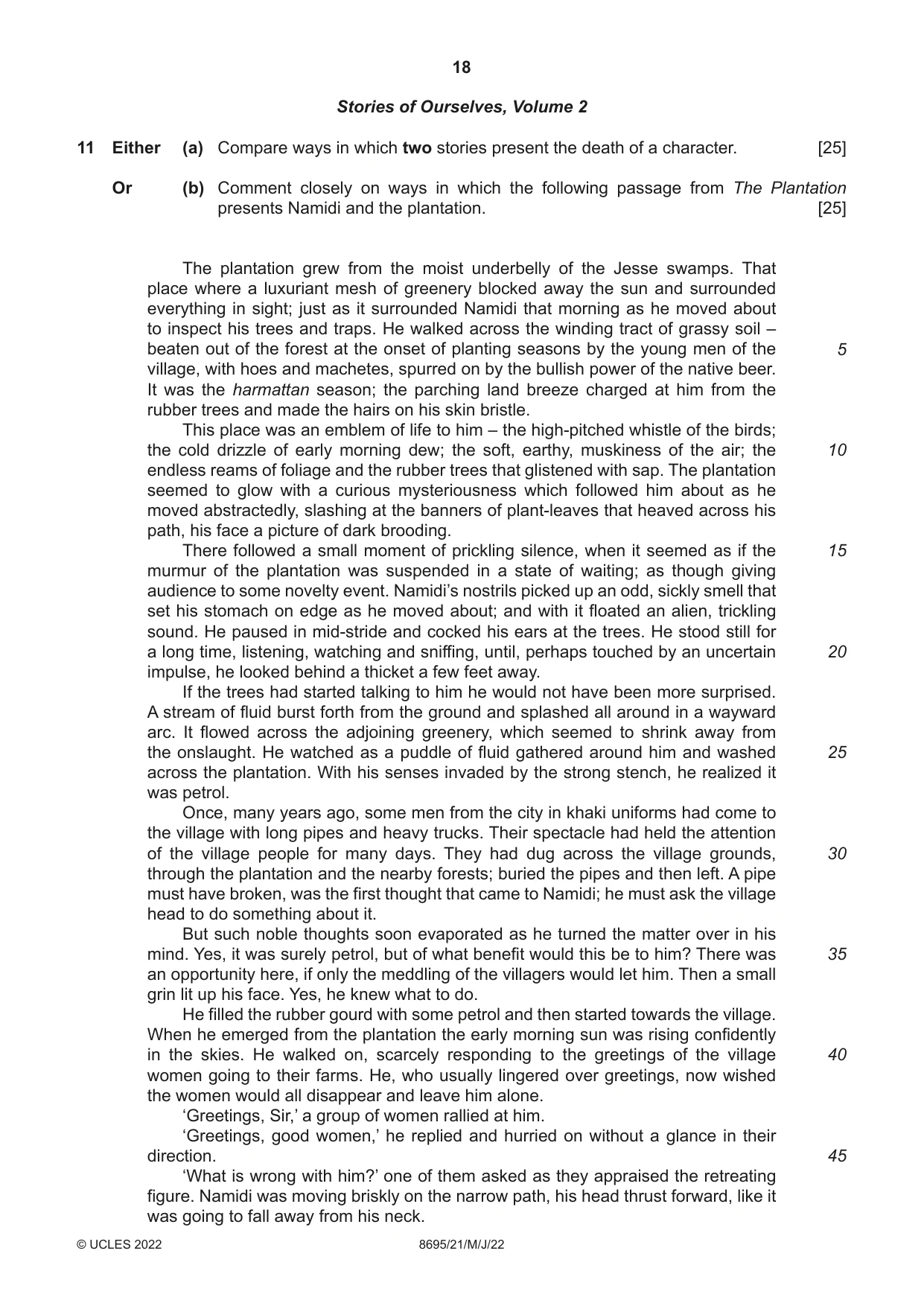 Cambridge A Level English - Language and Literature (AS Level only, from 2016) 8695 2022 May/June Paper 2 · Variant 1 question paper, page 18 of 24