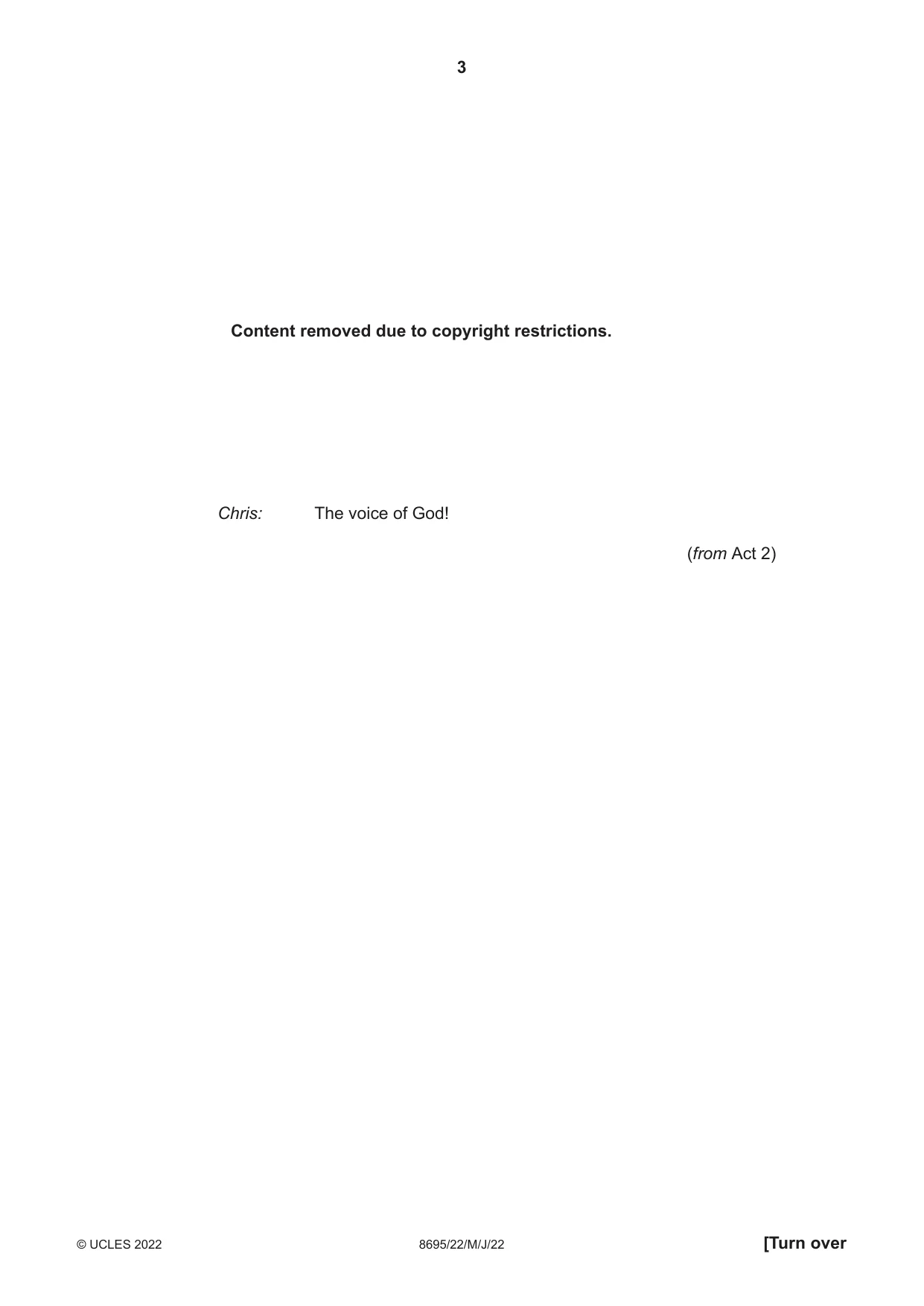 Cambridge A Level English - Language and Literature (AS Level only, from 2016) 8695 2022 May/June Paper 2 · Variant 2 question paper, page 3 of 24