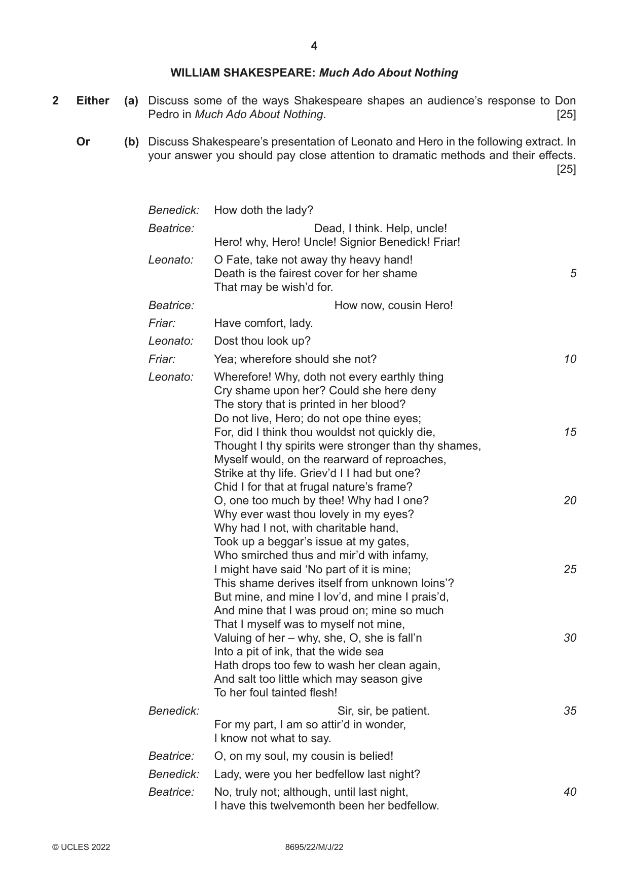 Cambridge A Level English - Language and Literature (AS Level only, from 2016) 8695 2022 May/June Paper 2 · Variant 2 question paper, page 4 of 24