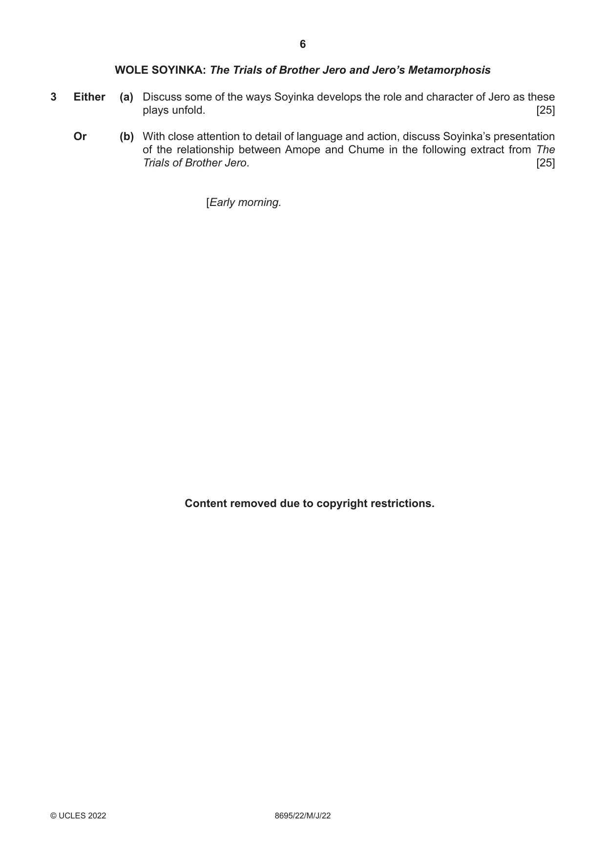 Cambridge A Level English - Language and Literature (AS Level only, from 2016) 8695 2022 May/June Paper 2 · Variant 2 question paper, page 6 of 24
