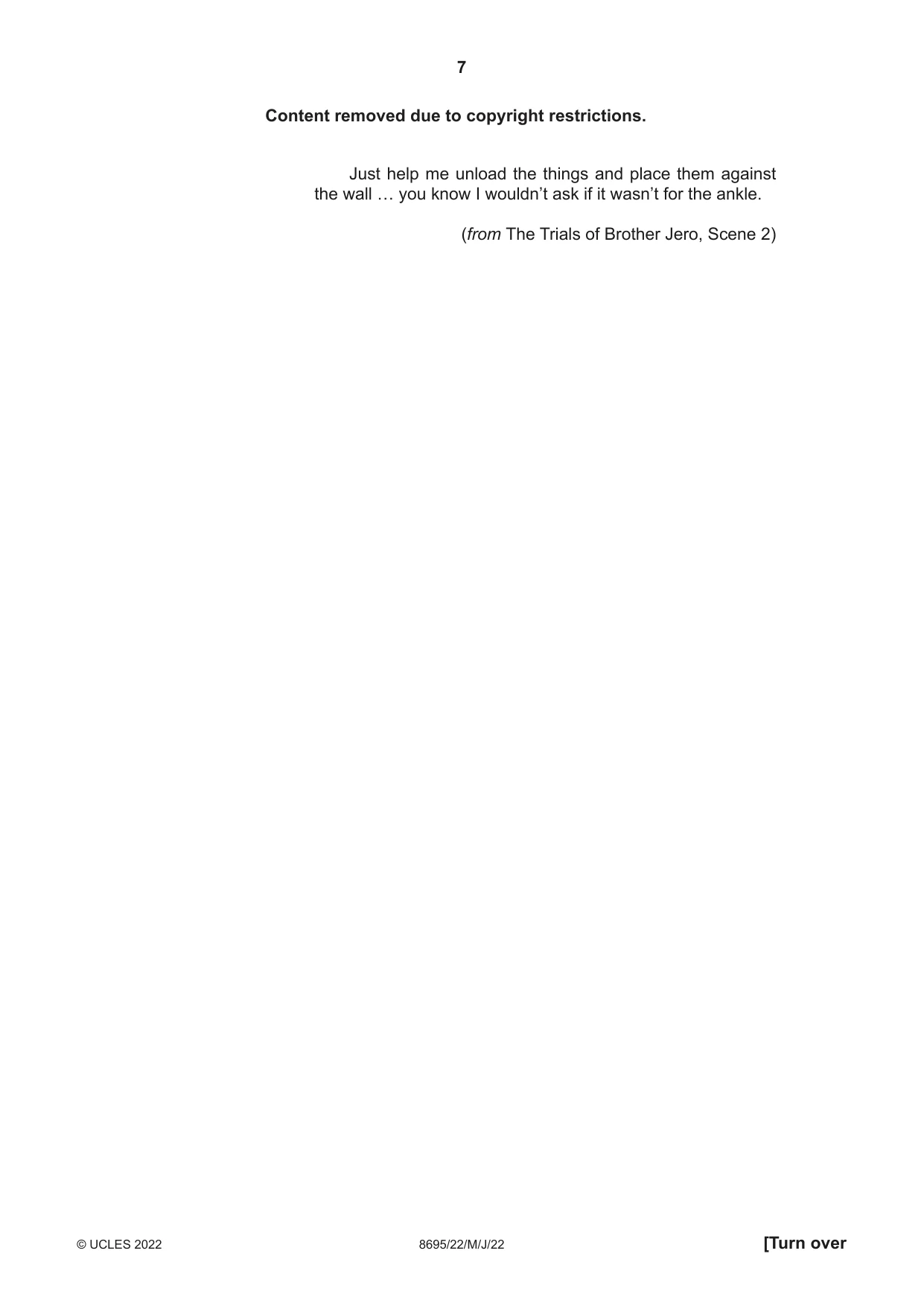 Cambridge A Level English - Language and Literature (AS Level only, from 2016) 8695 2022 May/June Paper 2 · Variant 2 question paper, page 7 of 24