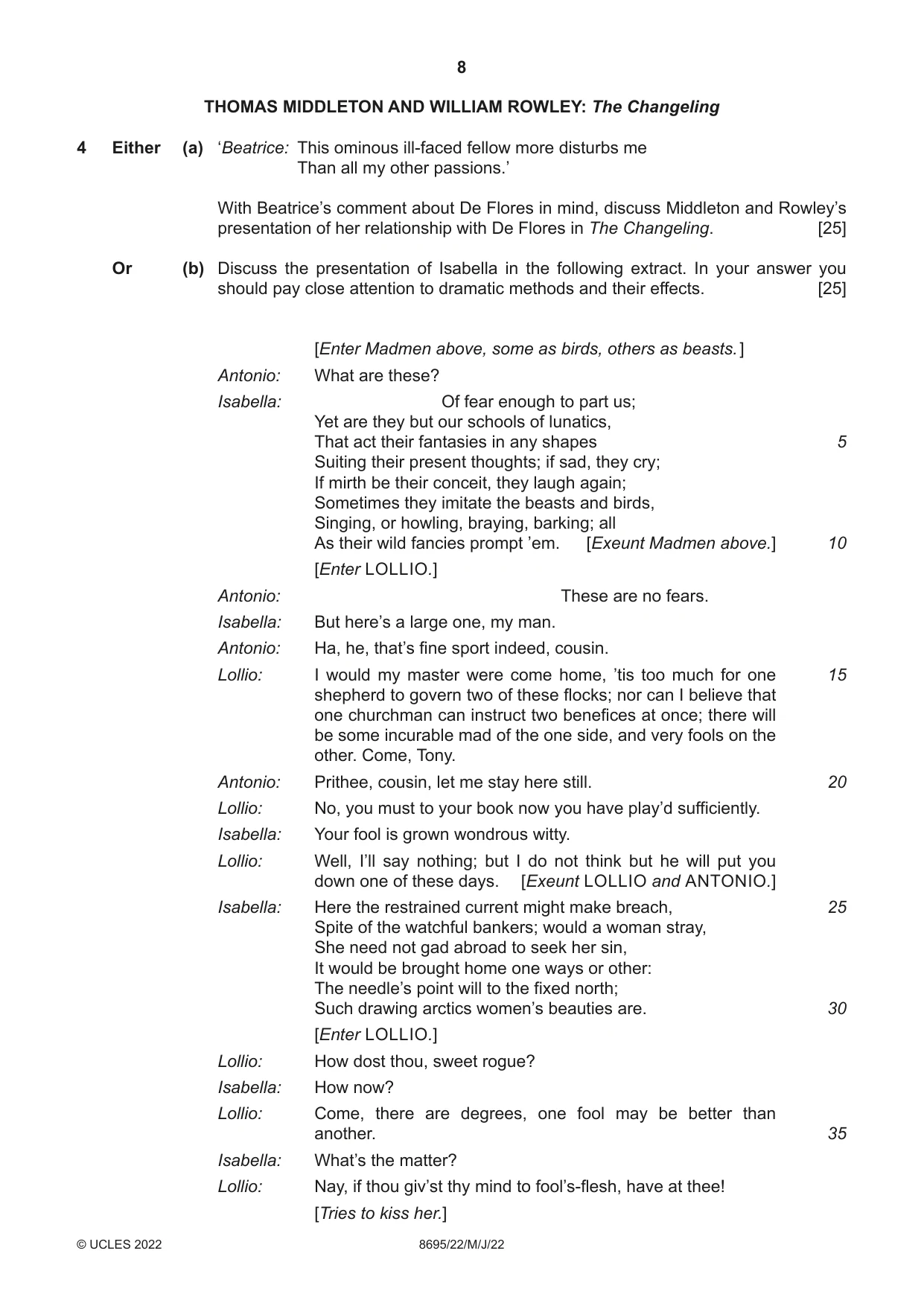 Cambridge A Level English - Language and Literature (AS Level only, from 2016) 8695 2022 May/June Paper 2 · Variant 2 question paper, page 8 of 24