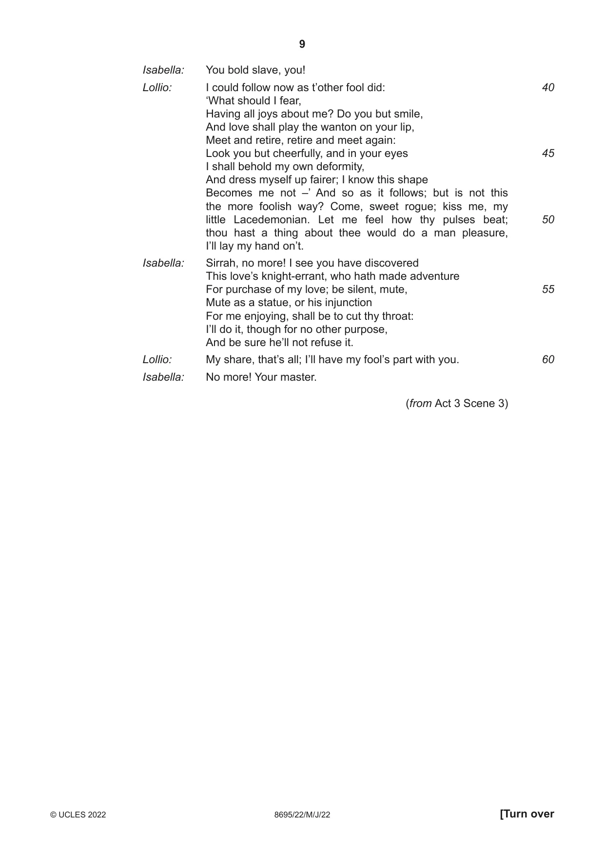 Cambridge A Level English - Language and Literature (AS Level only, from 2016) 8695 2022 May/June Paper 2 · Variant 2 question paper, page 9 of 24