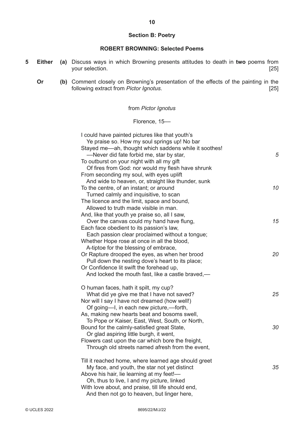 Cambridge A Level English - Language and Literature (AS Level only, from 2016) 8695 2022 May/June Paper 2 · Variant 2 question paper, page 10 of 24