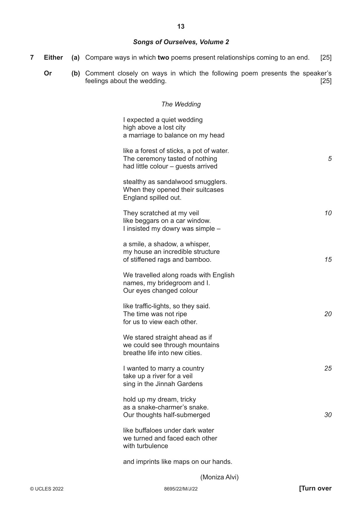 Cambridge A Level English - Language and Literature (AS Level only, from 2016) 8695 2022 May/June Paper 2 · Variant 2 question paper, page 13 of 24