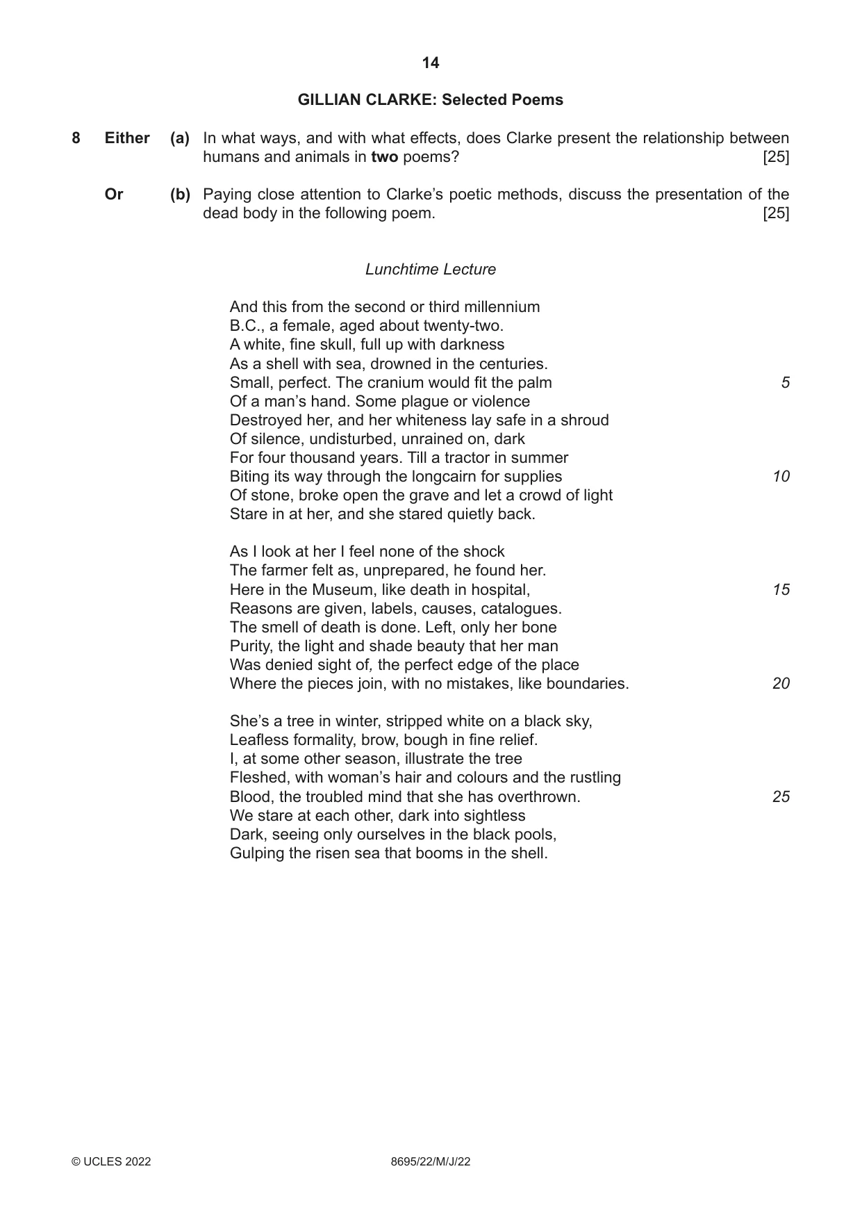 Cambridge A Level English - Language and Literature (AS Level only, from 2016) 8695 2022 May/June Paper 2 · Variant 2 question paper, page 14 of 24