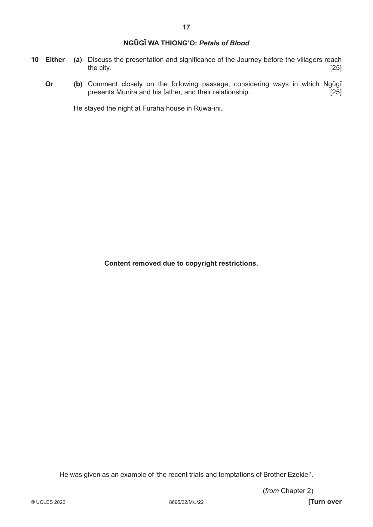 Cambridge A Level English - Language and Literature (AS Level only, from 2016) 8695 2022 May/June Paper 2 · Variant 2 question paper, page 17 of 24