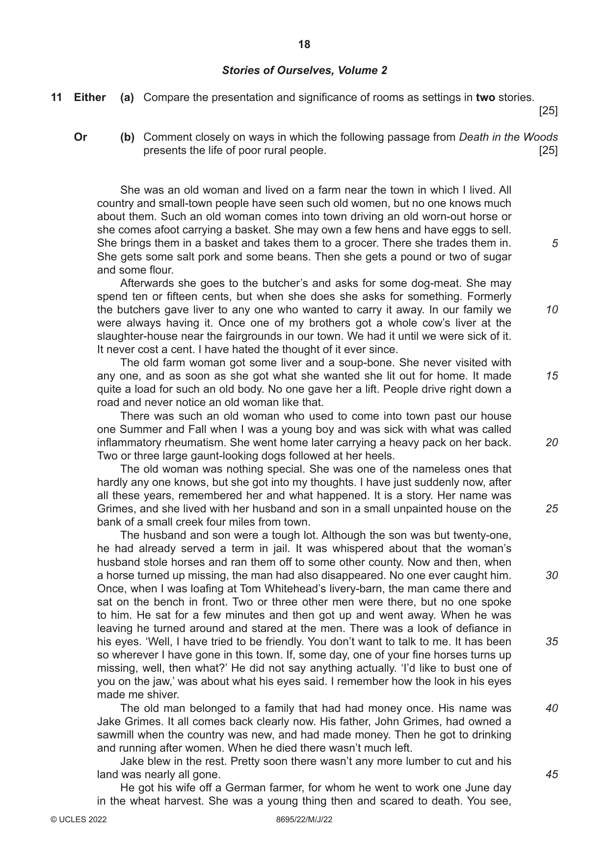 Cambridge A Level English - Language and Literature (AS Level only, from 2016) 8695 2022 May/June Paper 2 · Variant 2 question paper, page 18 of 24