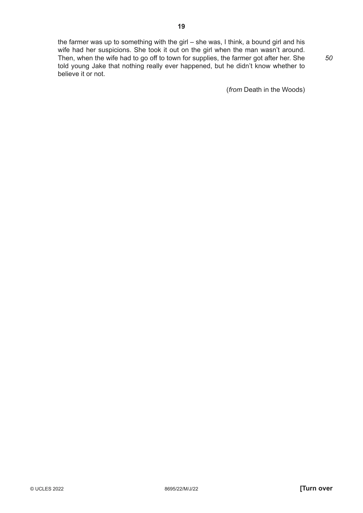 Cambridge A Level English - Language and Literature (AS Level only, from 2016) 8695 2022 May/June Paper 2 · Variant 2 question paper, page 19 of 24