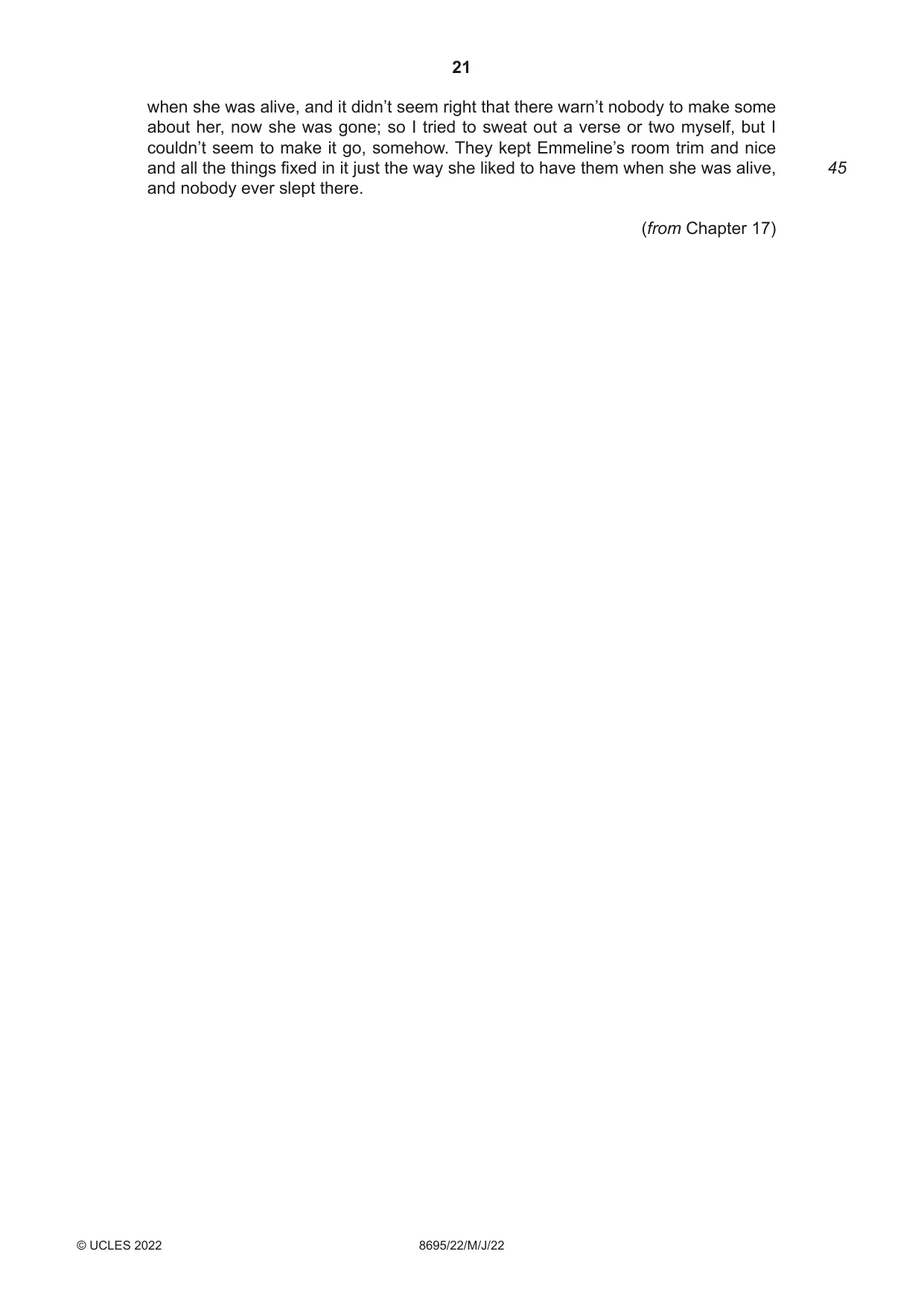 Cambridge A Level English - Language and Literature (AS Level only, from 2016) 8695 2022 May/June Paper 2 · Variant 2 question paper, page 21 of 24