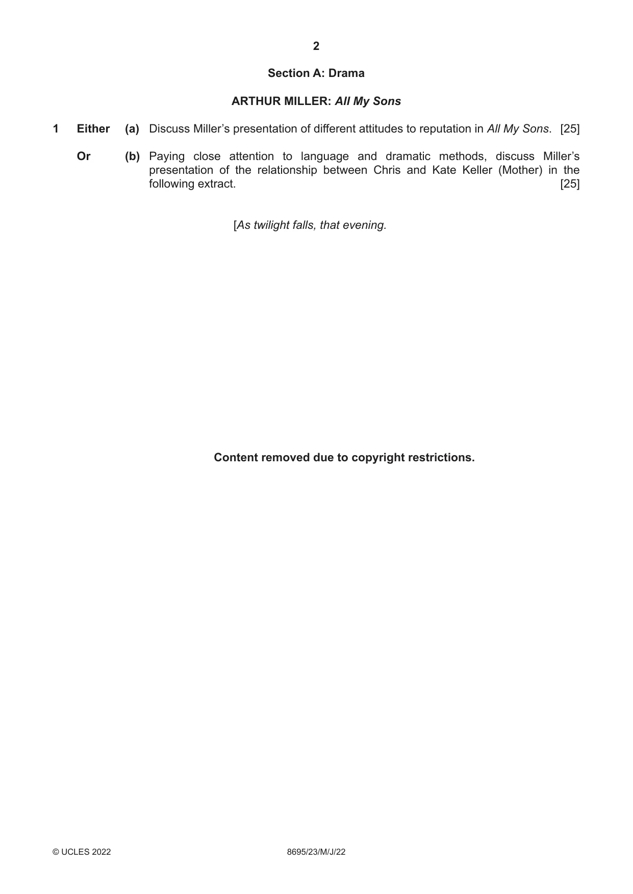 Cambridge A Level English - Language and Literature (AS Level only, from 2016) 8695 2022 May/June Paper 2 · Variant 3 question paper, page 2 of 24