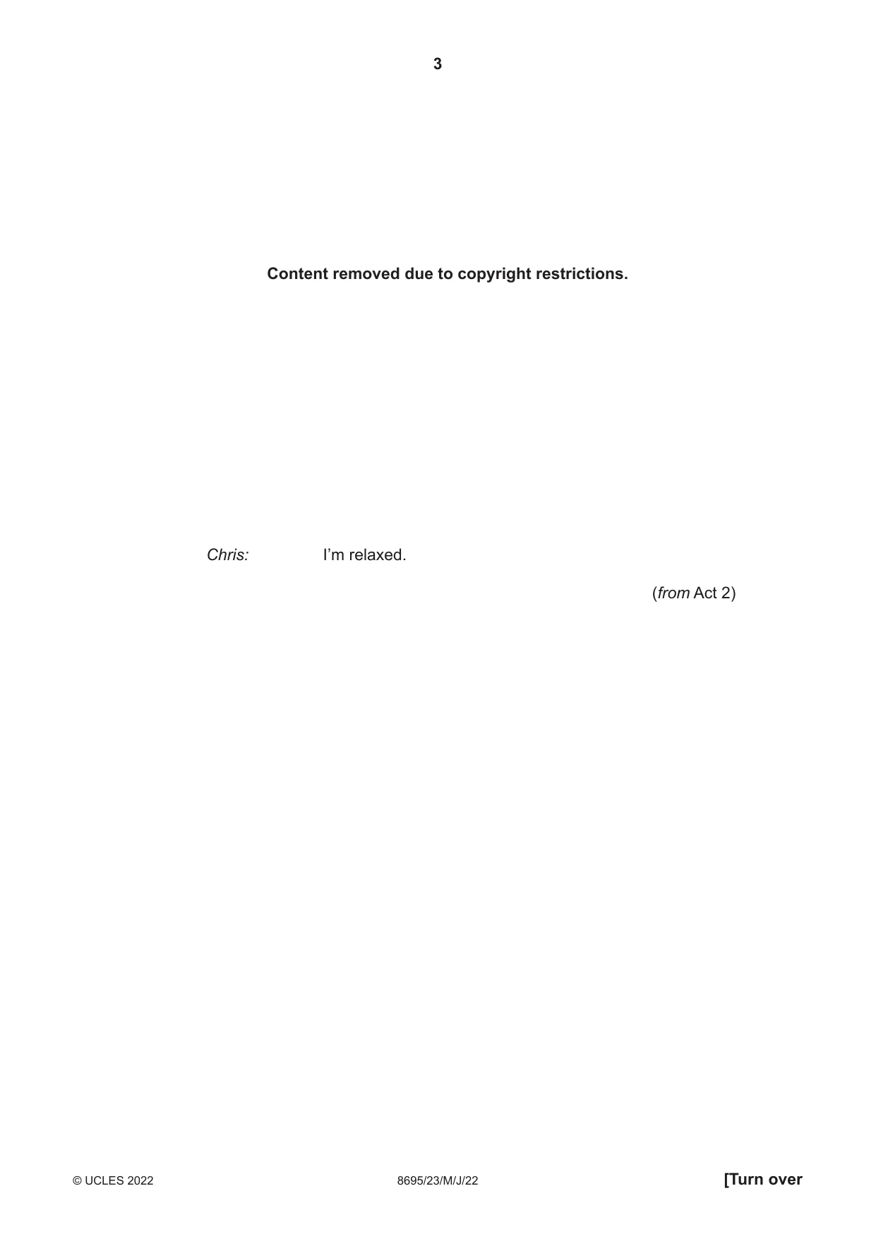 Cambridge A Level English - Language and Literature (AS Level only, from 2016) 8695 2022 May/June Paper 2 · Variant 3 question paper, page 3 of 24
