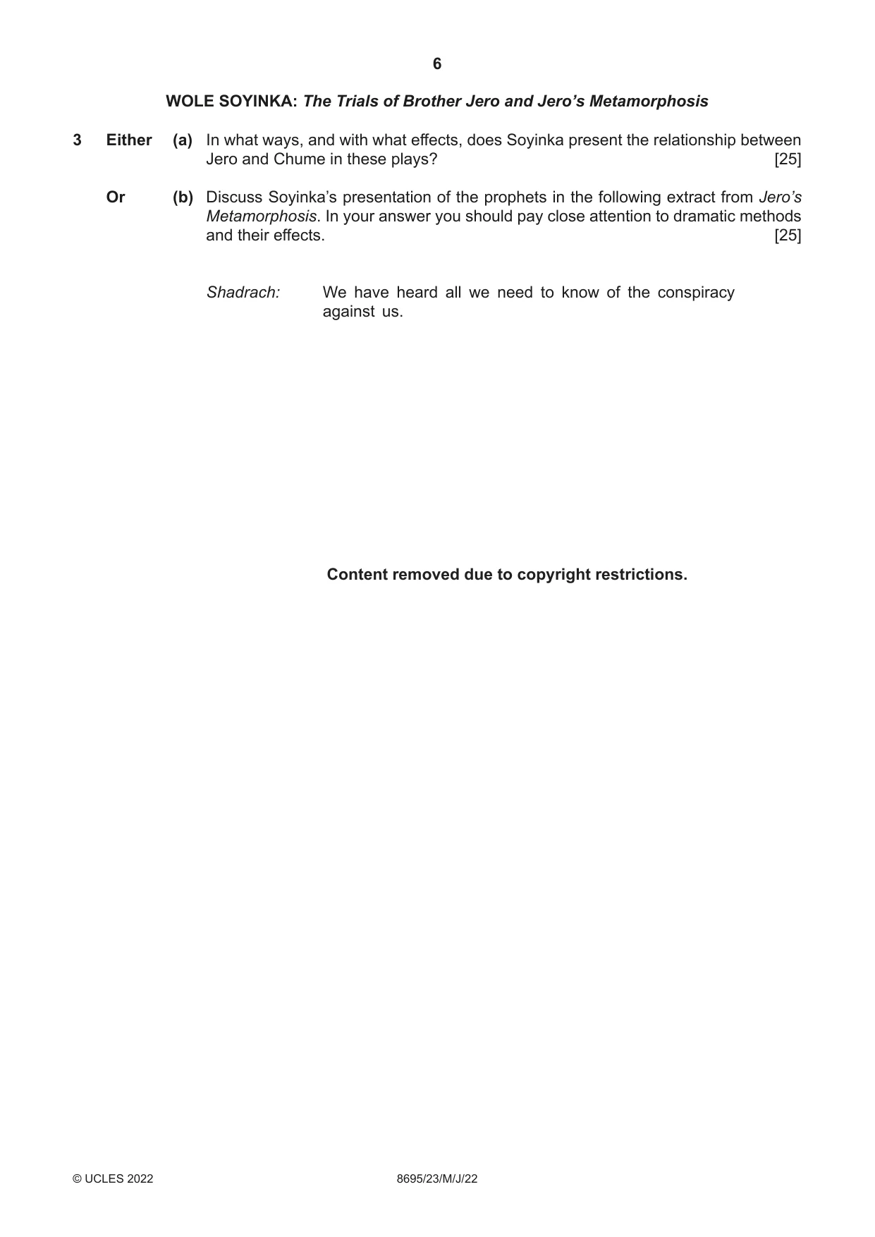 Cambridge A Level English - Language and Literature (AS Level only, from 2016) 8695 2022 May/June Paper 2 · Variant 3 question paper, page 6 of 24