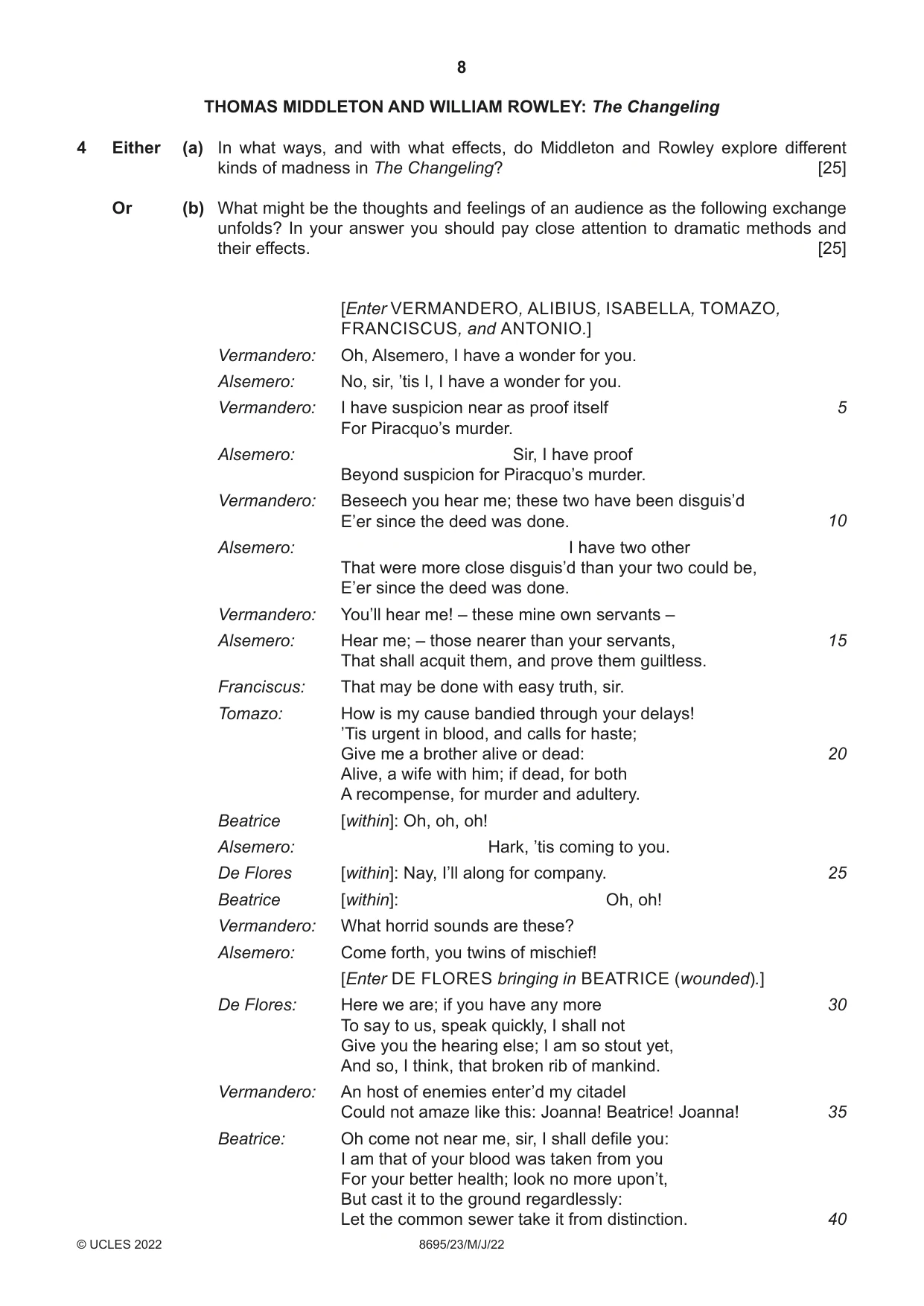 Cambridge A Level English - Language and Literature (AS Level only, from 2016) 8695 2022 May/June Paper 2 · Variant 3 question paper, page 8 of 24