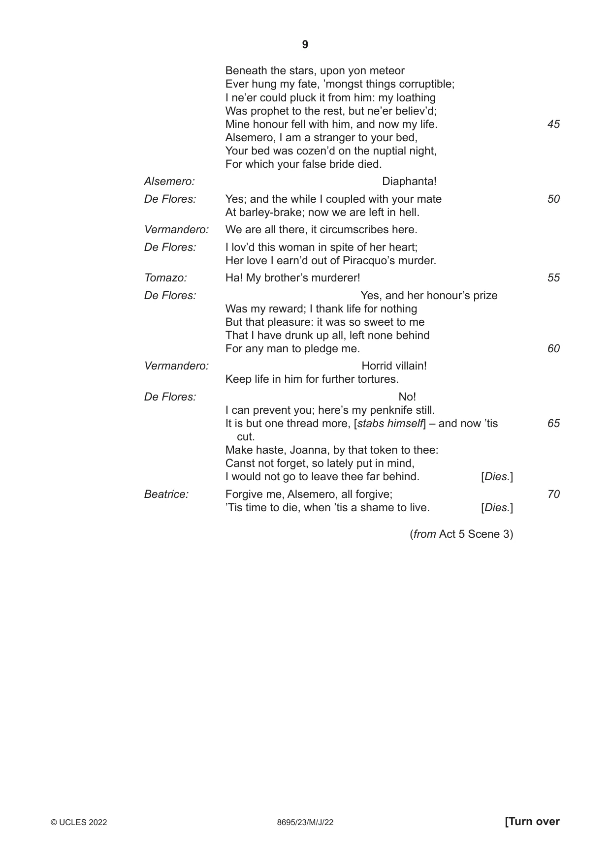Cambridge A Level English - Language and Literature (AS Level only, from 2016) 8695 2022 May/June Paper 2 · Variant 3 question paper, page 9 of 24