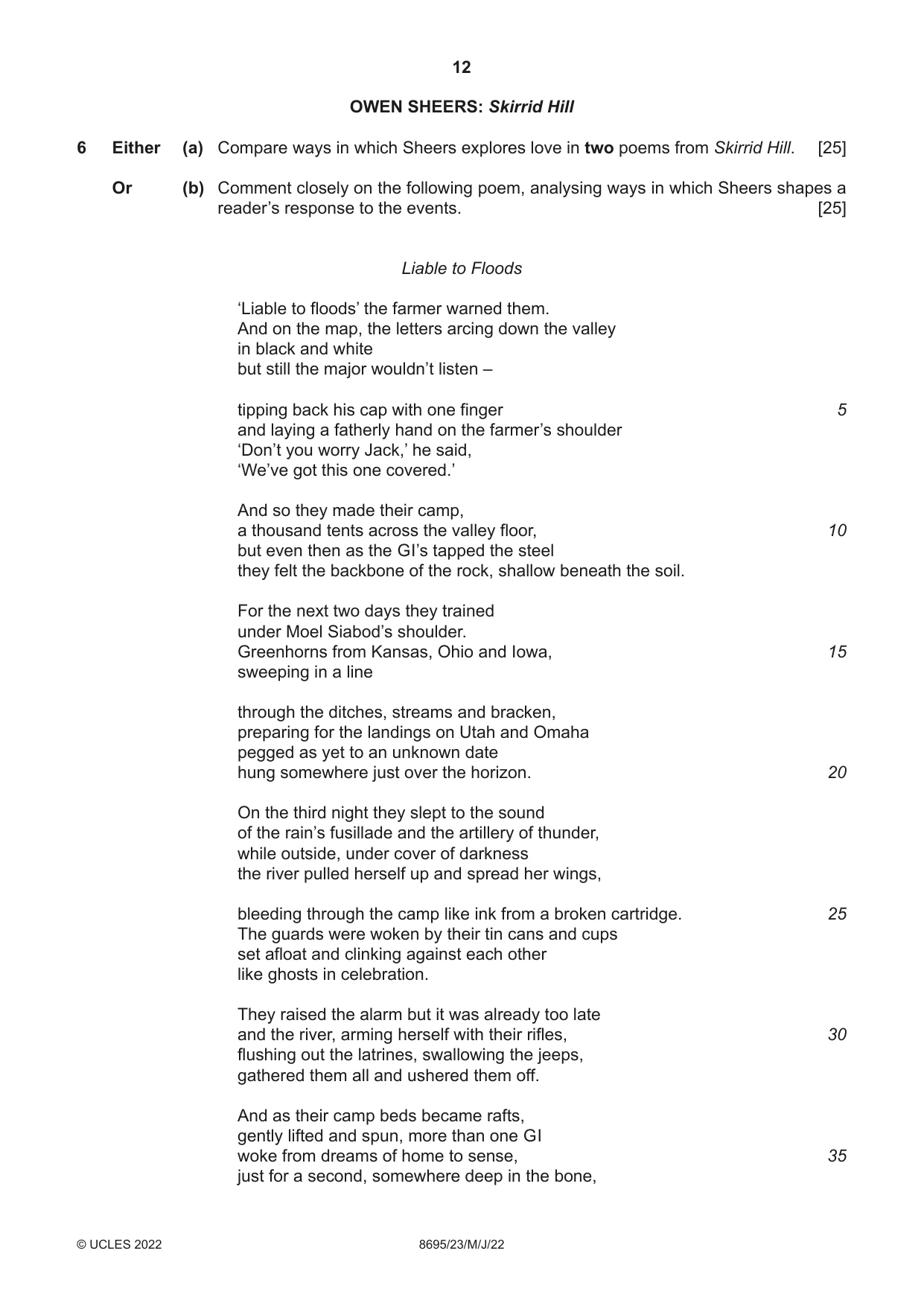 Cambridge A Level English - Language and Literature (AS Level only, from 2016) 8695 2022 May/June Paper 2 · Variant 3 question paper, page 12 of 24