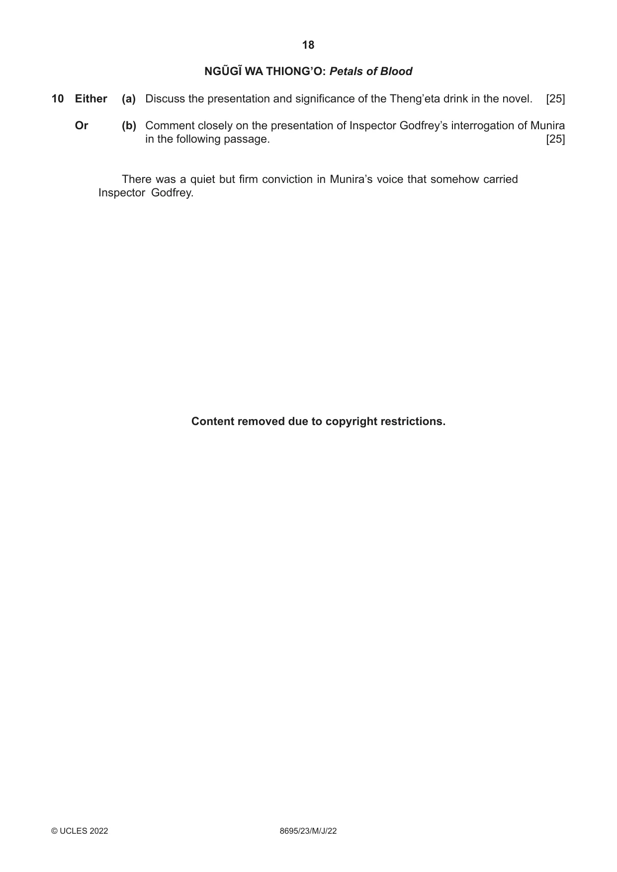 Cambridge A Level English - Language and Literature (AS Level only, from 2016) 8695 2022 May/June Paper 2 · Variant 3 question paper, page 18 of 24