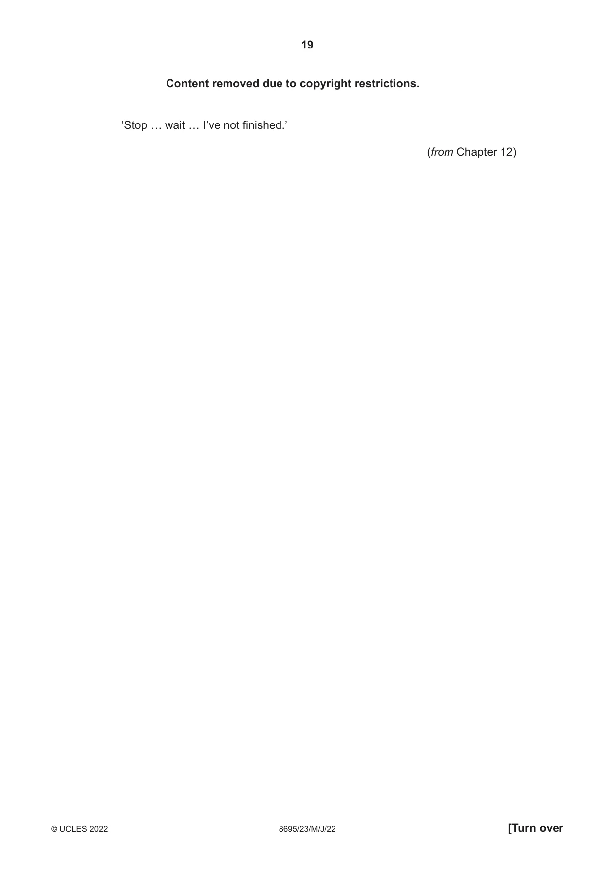 Cambridge A Level English - Language and Literature (AS Level only, from 2016) 8695 2022 May/June Paper 2 · Variant 3 question paper, page 19 of 24
