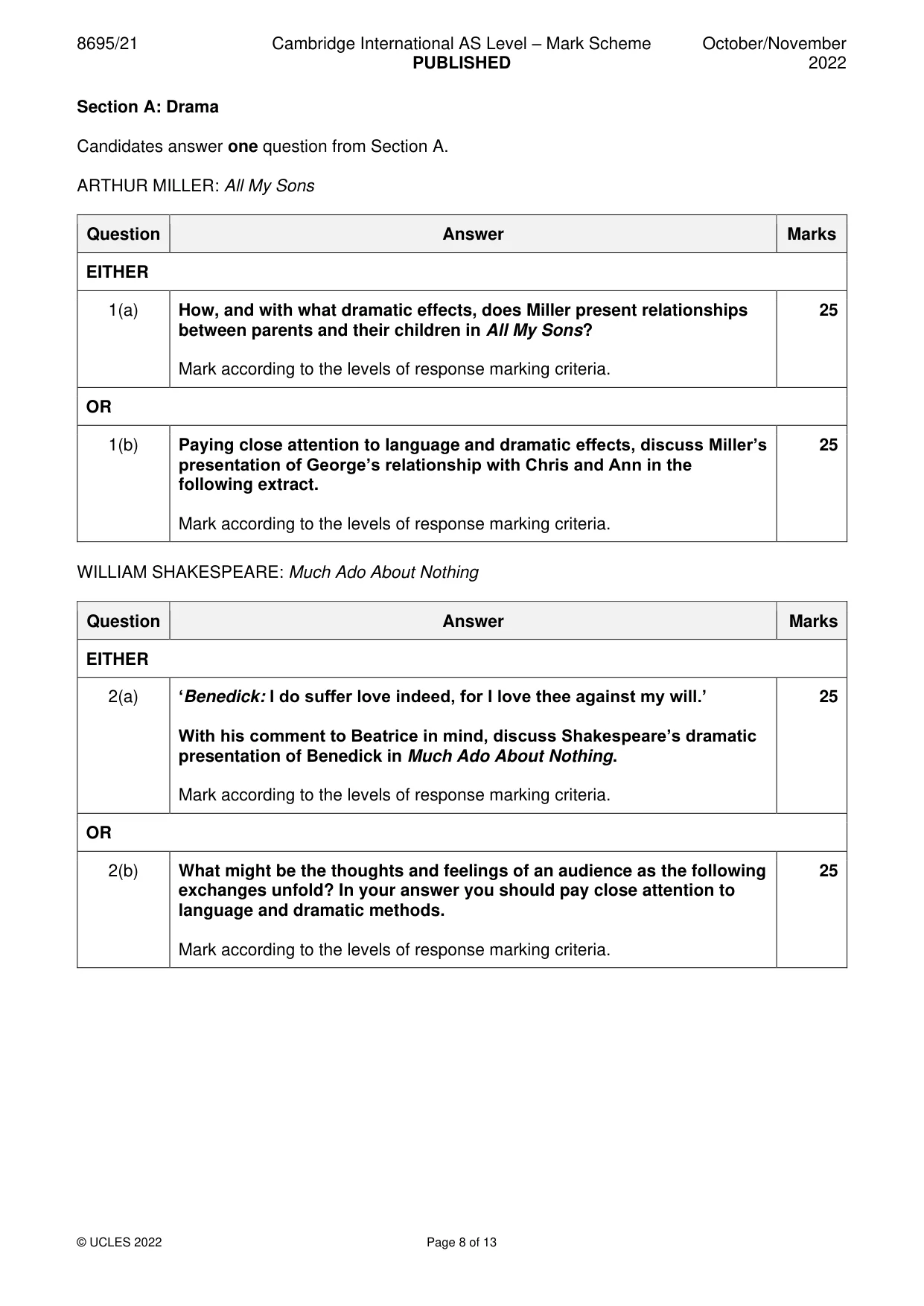 Mark scheme, page 8 of 13