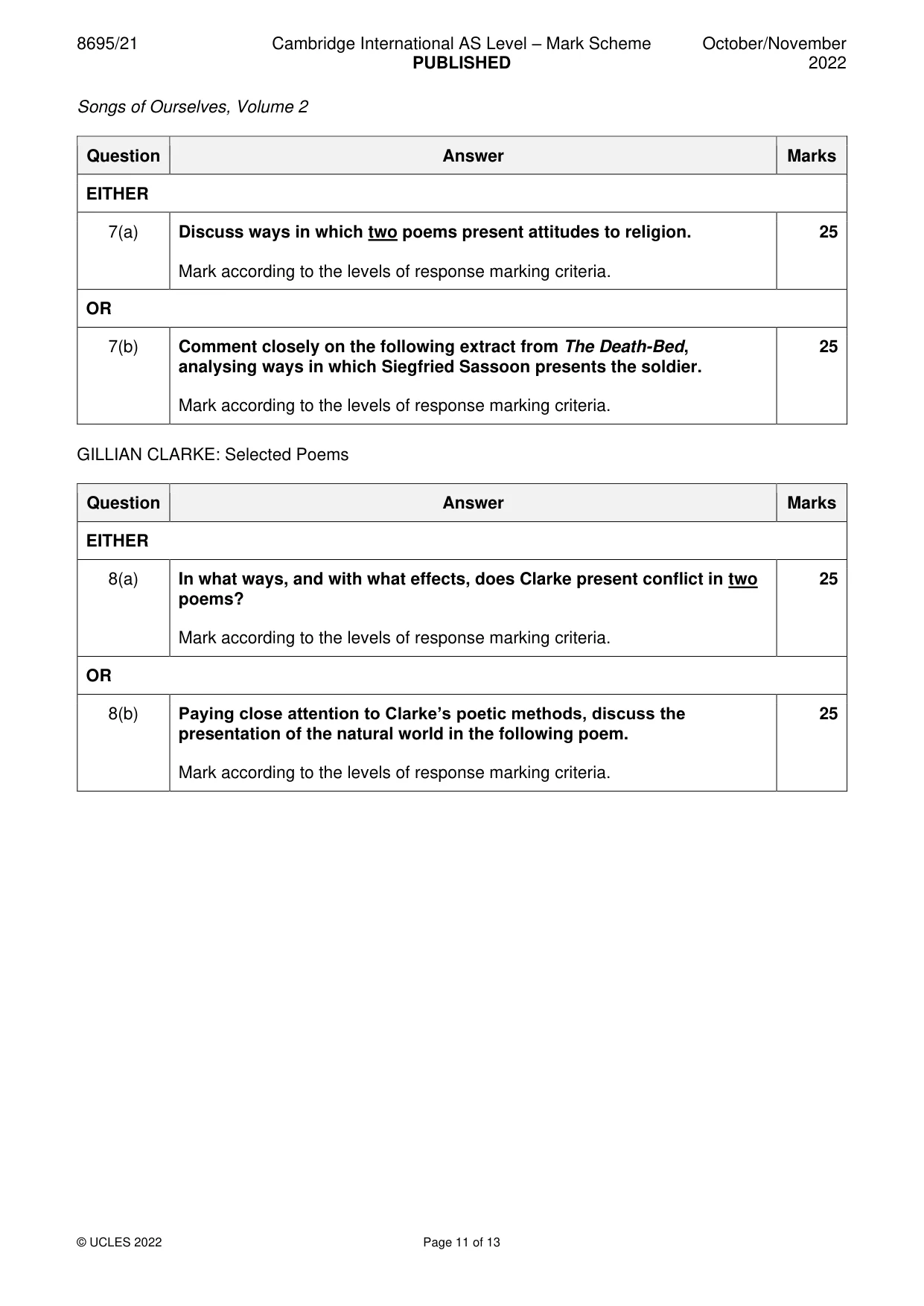 Mark scheme, page 11 of 13