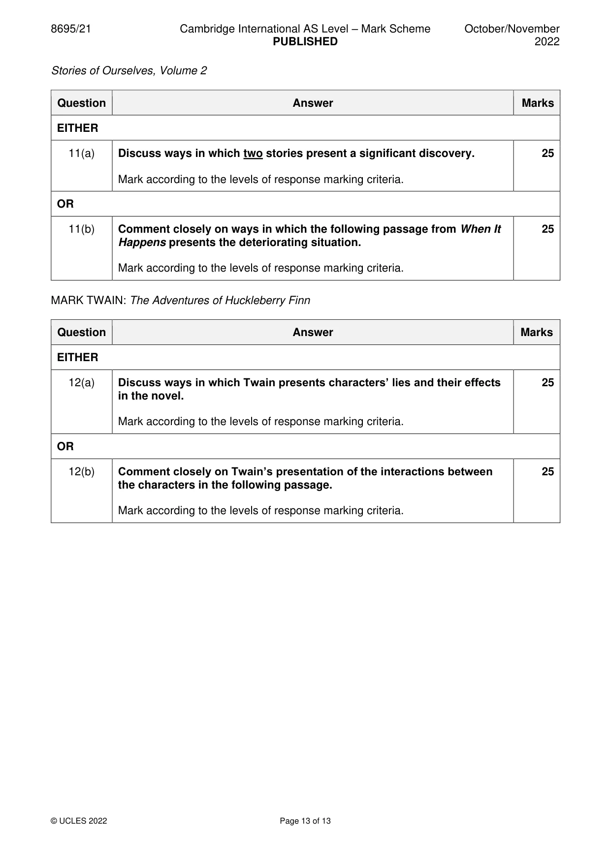 Mark scheme, page 13 of 13