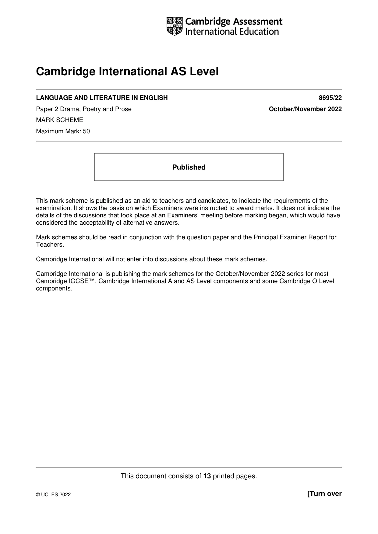 Mark scheme, page 1 of 13