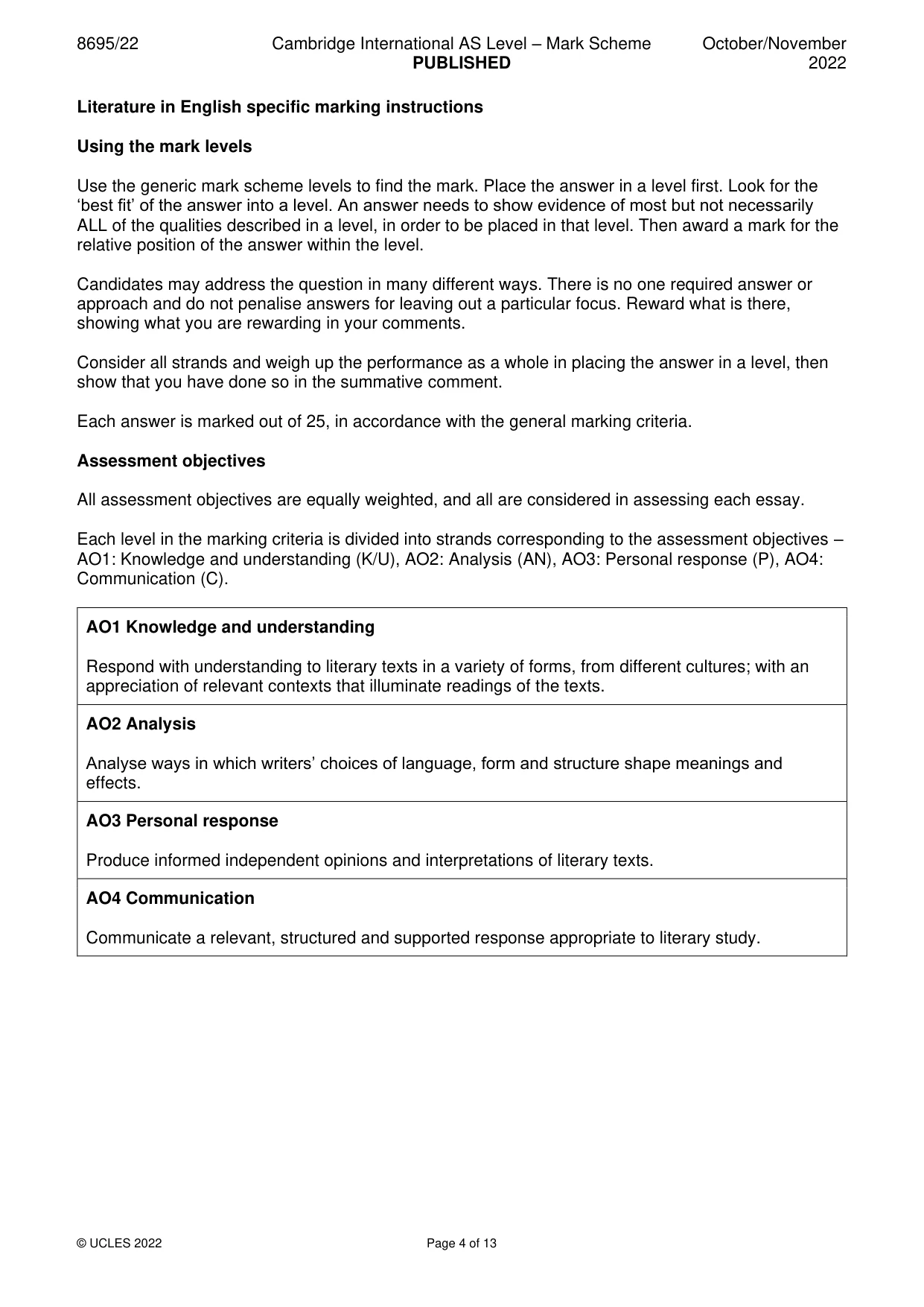 Mark scheme, page 4 of 13