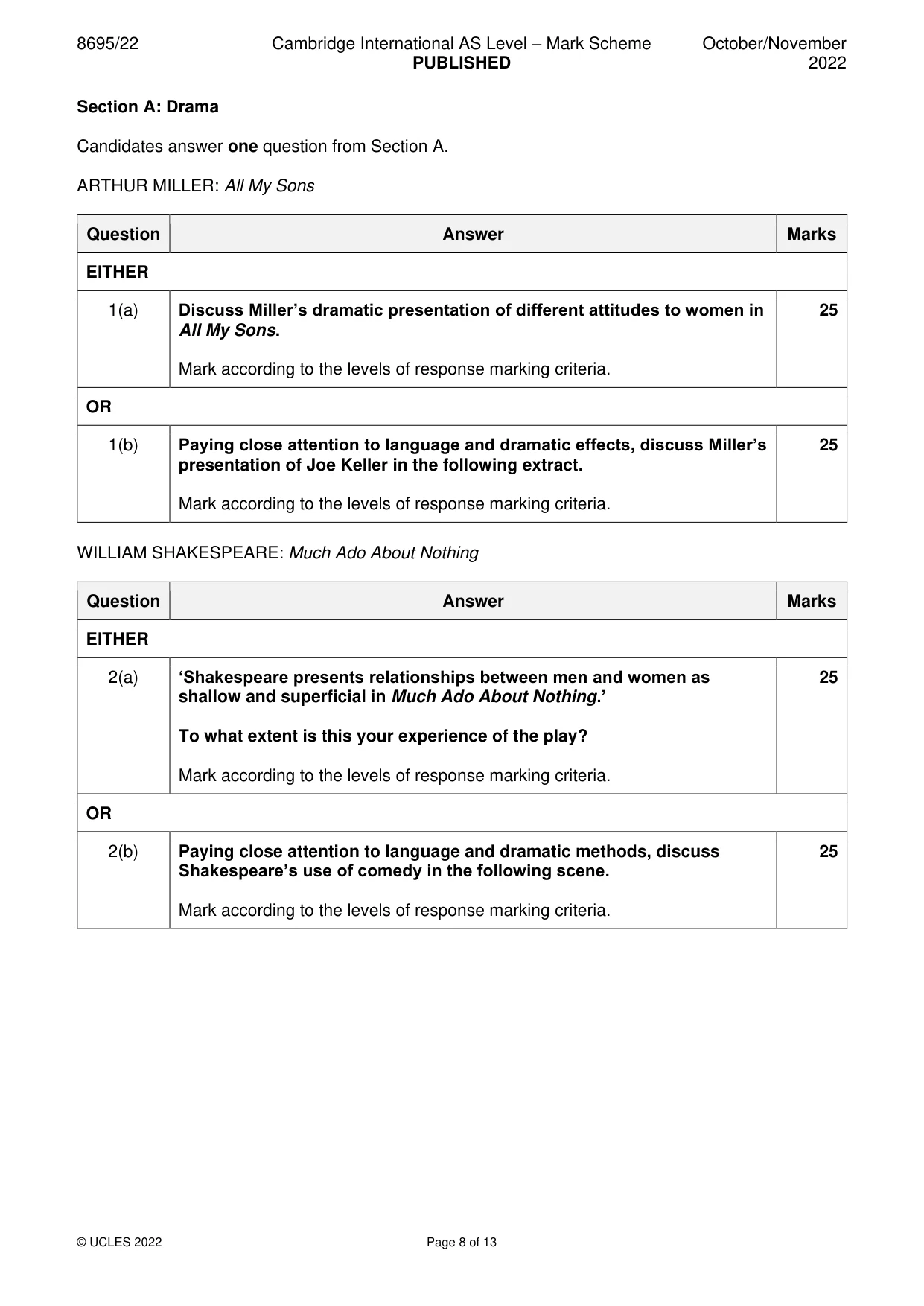 Mark scheme, page 8 of 13