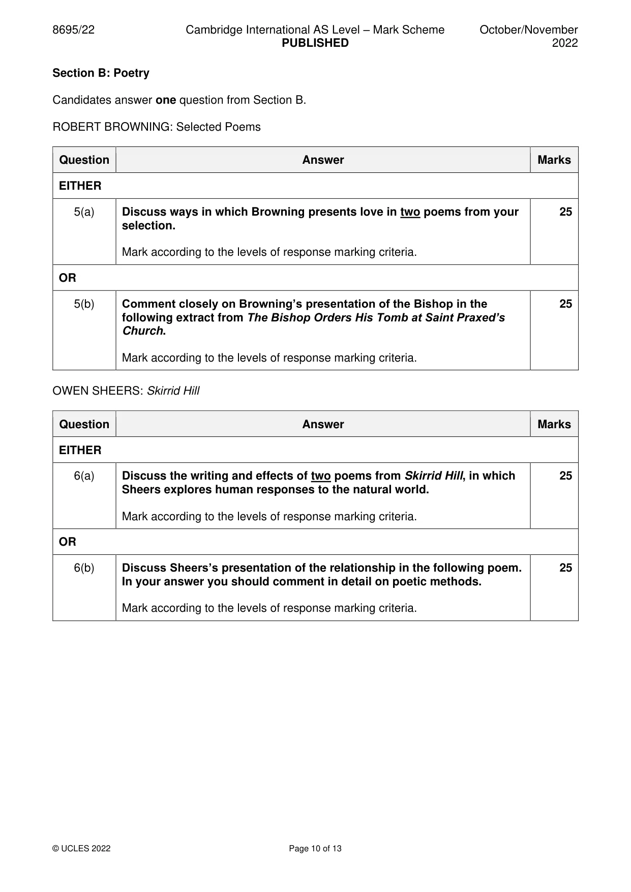 Mark scheme, page 10 of 13
