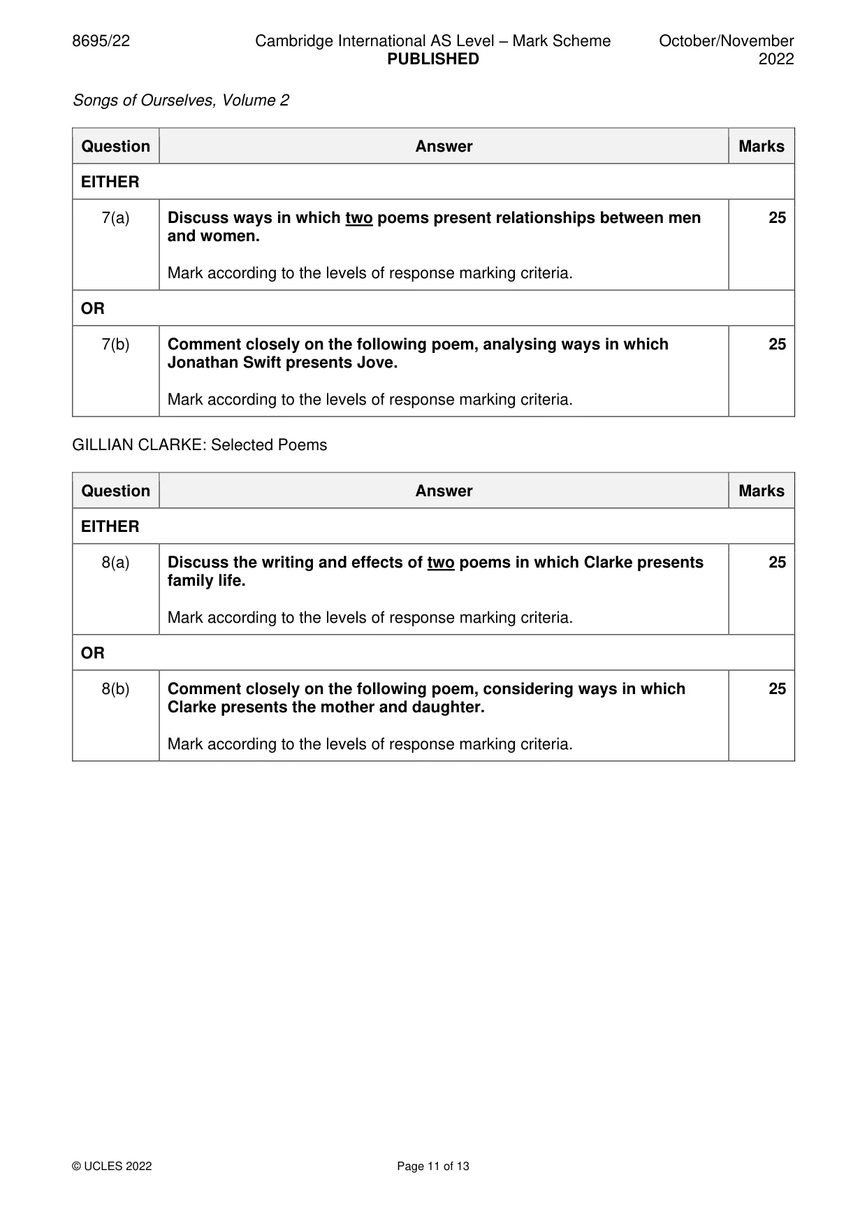 Mark scheme, page 11 of 13