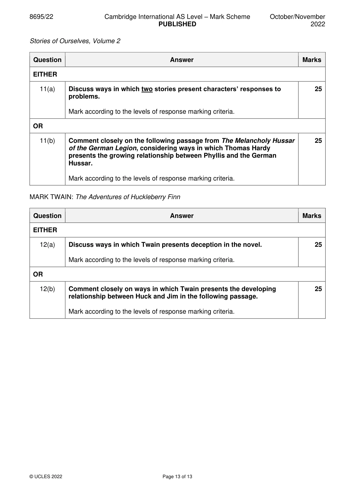 Mark scheme, page 13 of 13