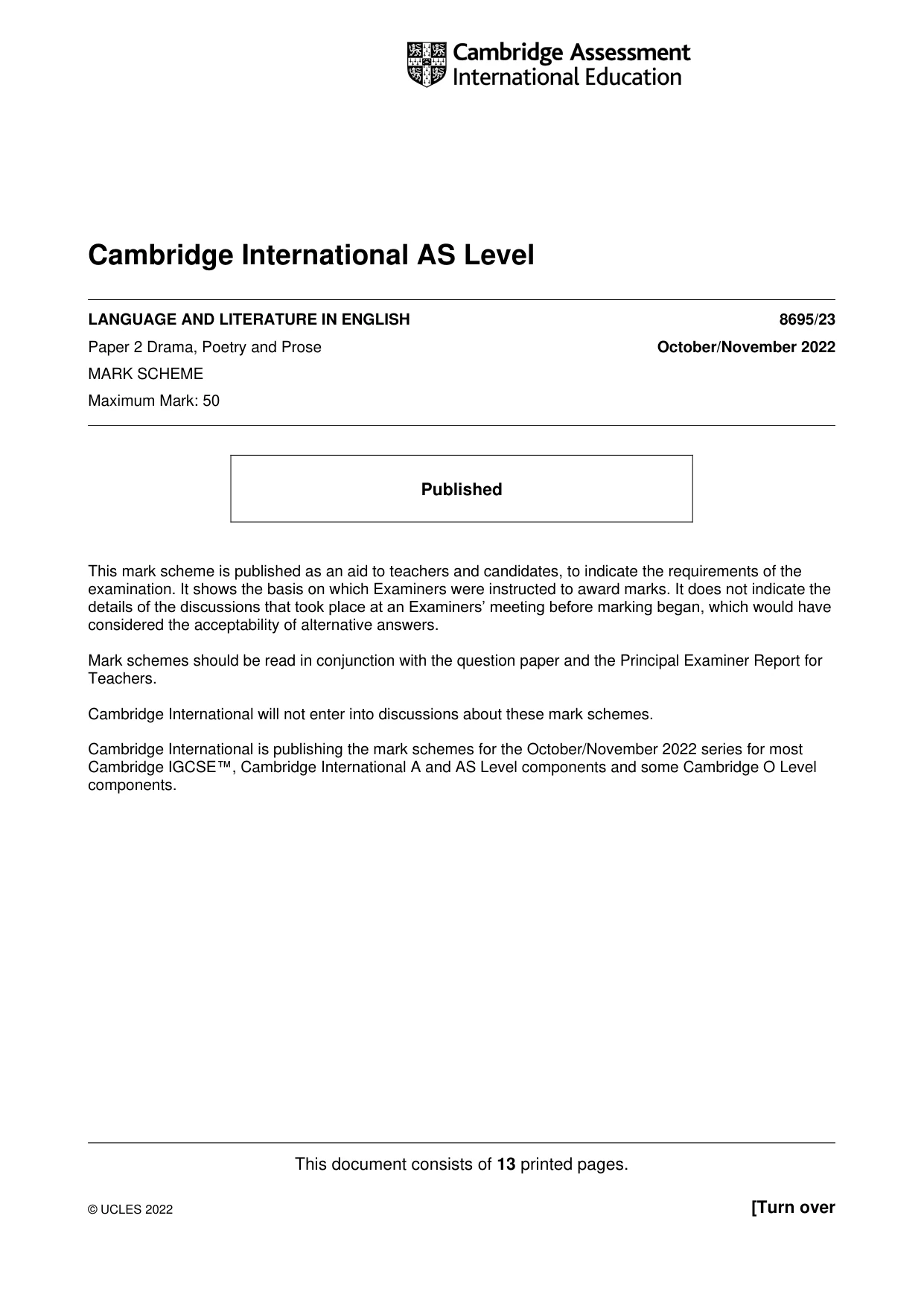 Mark scheme, page 1 of 13