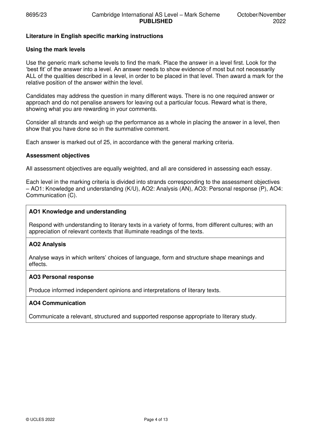 Mark scheme, page 4 of 13