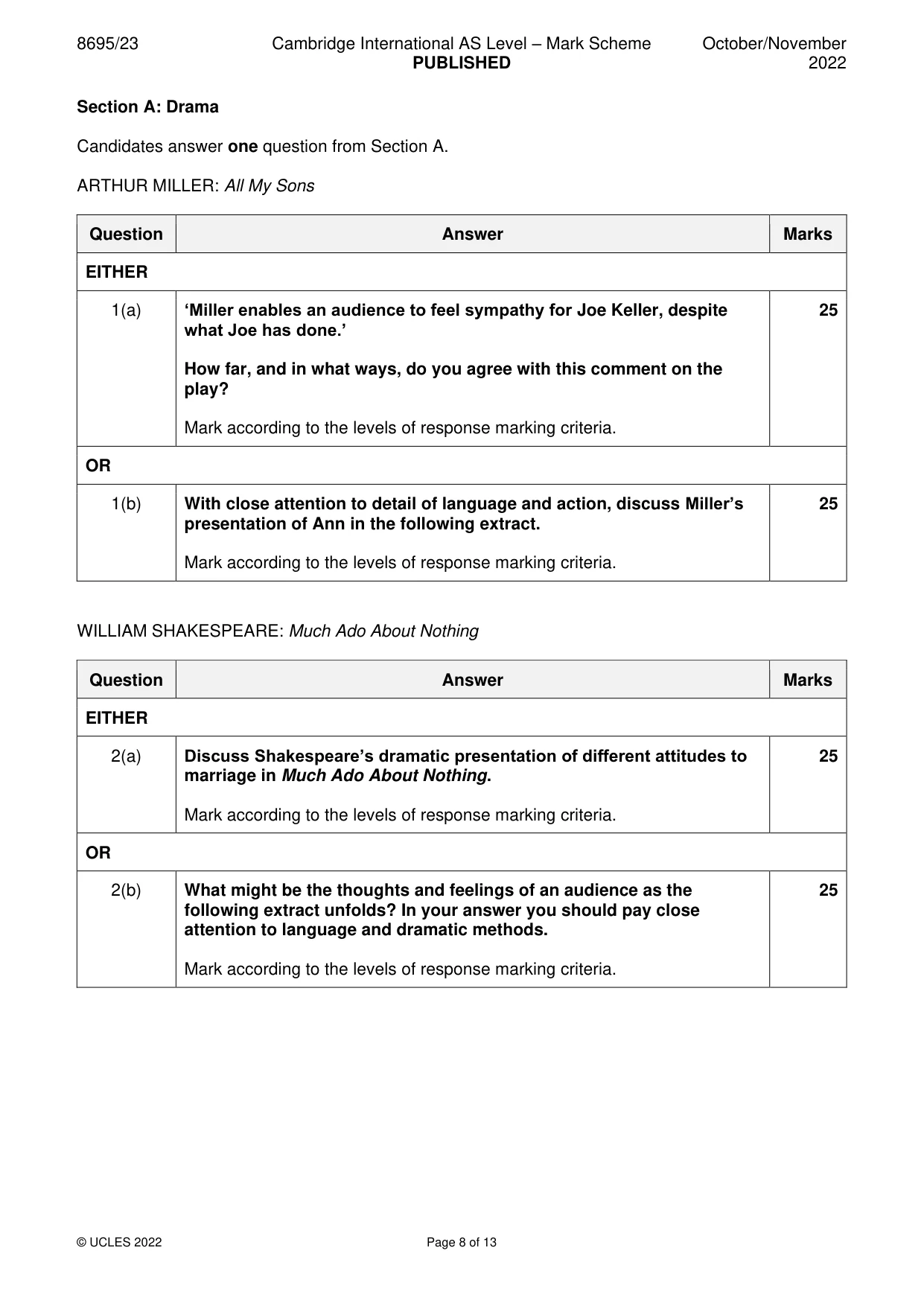 Mark scheme, page 8 of 13
