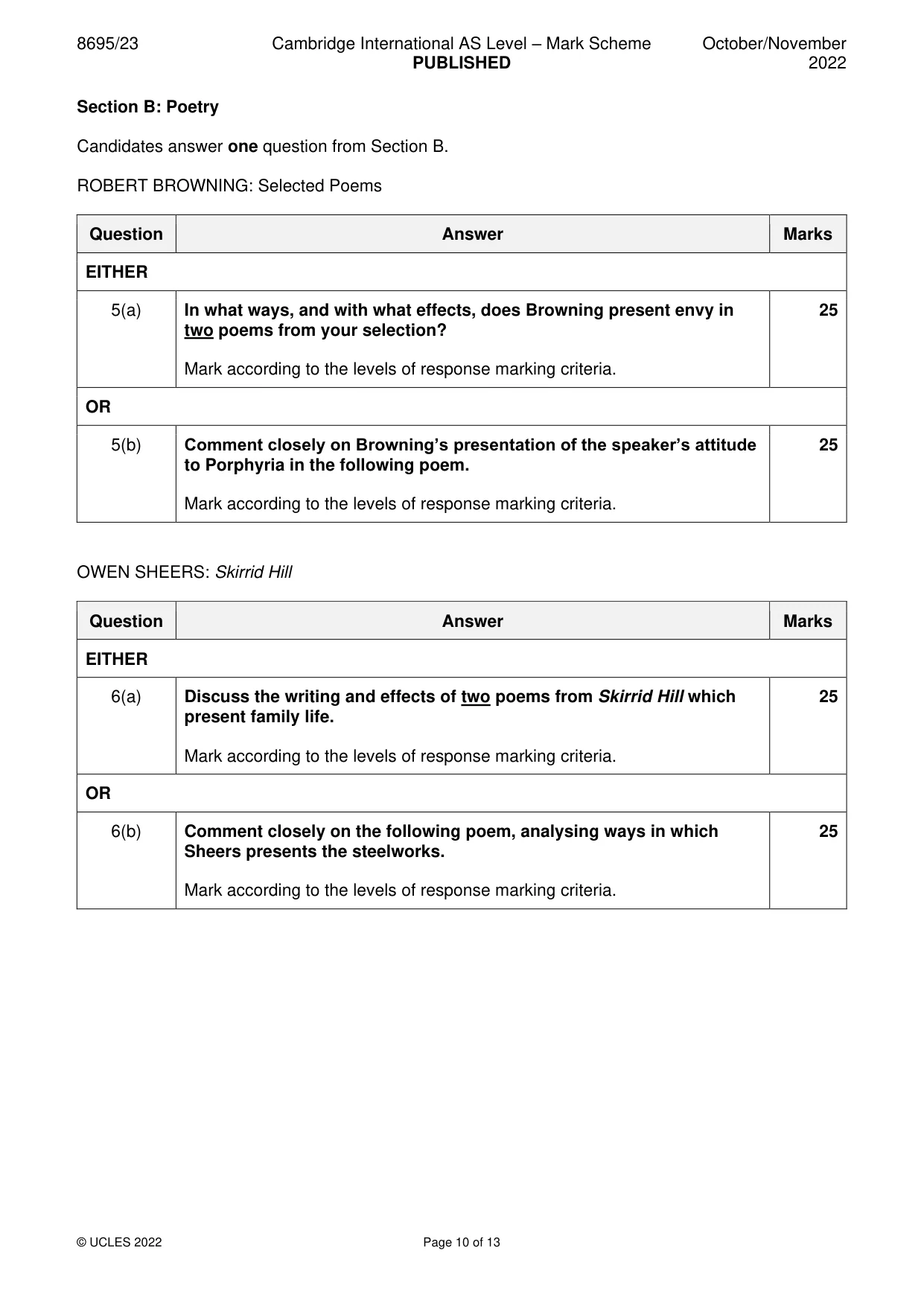 Mark scheme, page 10 of 13