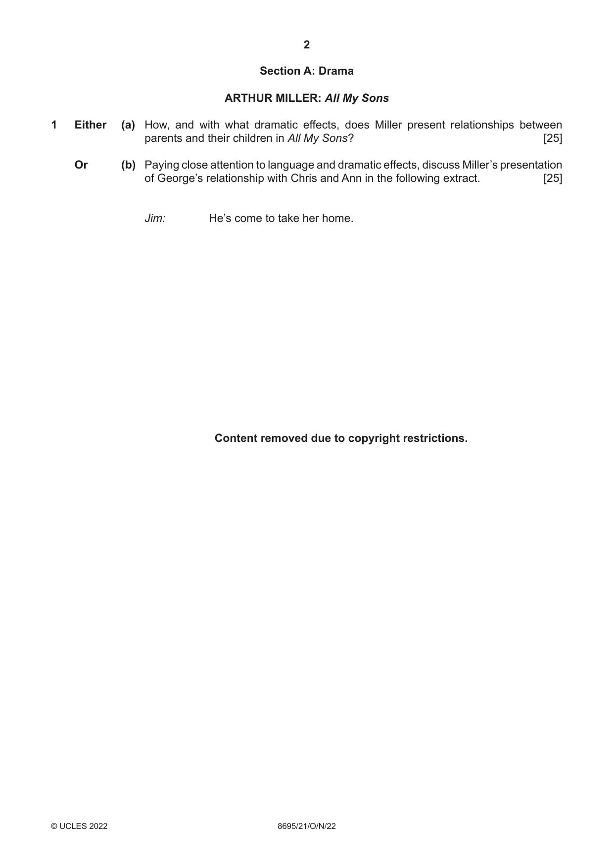 Cambridge A Level English - Language and Literature (AS Level only, from 2016) 8695 2022 Oct/Nov Paper 2 · Variant 1 question paper, page 2 of 24