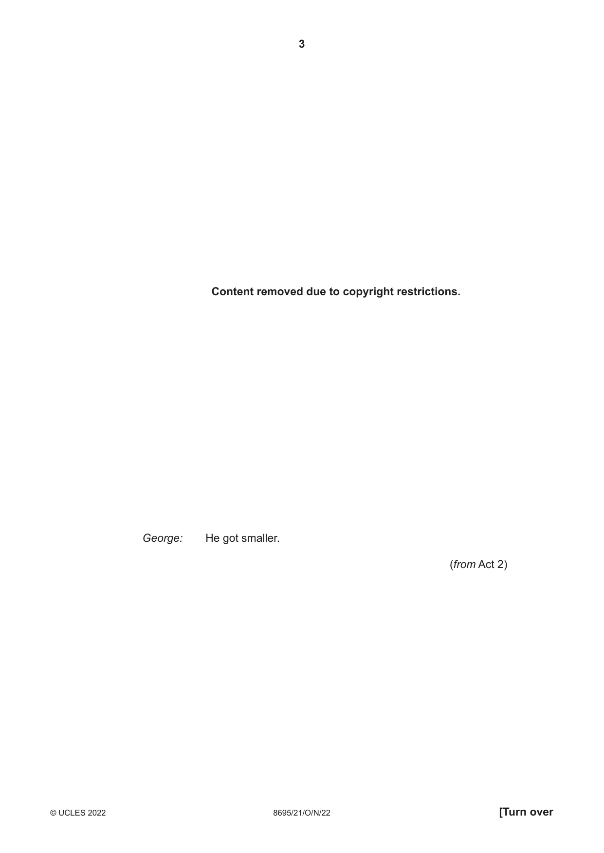 Cambridge A Level English - Language and Literature (AS Level only, from 2016) 8695 2022 Oct/Nov Paper 2 · Variant 1 question paper, page 3 of 24