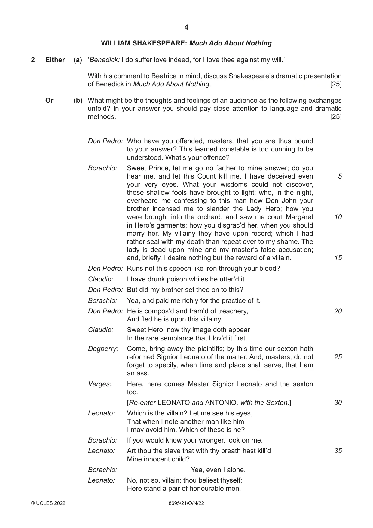 Cambridge A Level English - Language and Literature (AS Level only, from 2016) 8695 2022 Oct/Nov Paper 2 · Variant 1 question paper, page 4 of 24