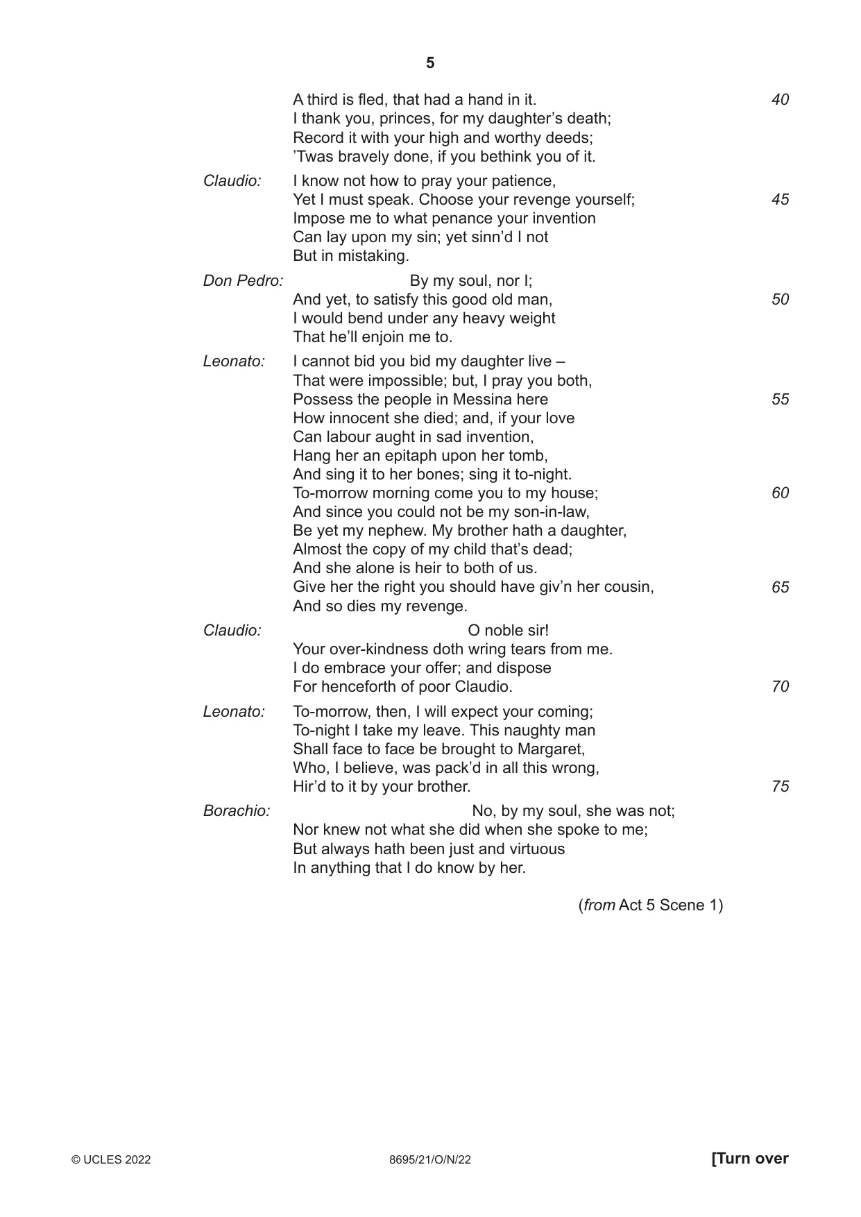 Cambridge A Level English - Language and Literature (AS Level only, from 2016) 8695 2022 Oct/Nov Paper 2 · Variant 1 question paper, page 5 of 24