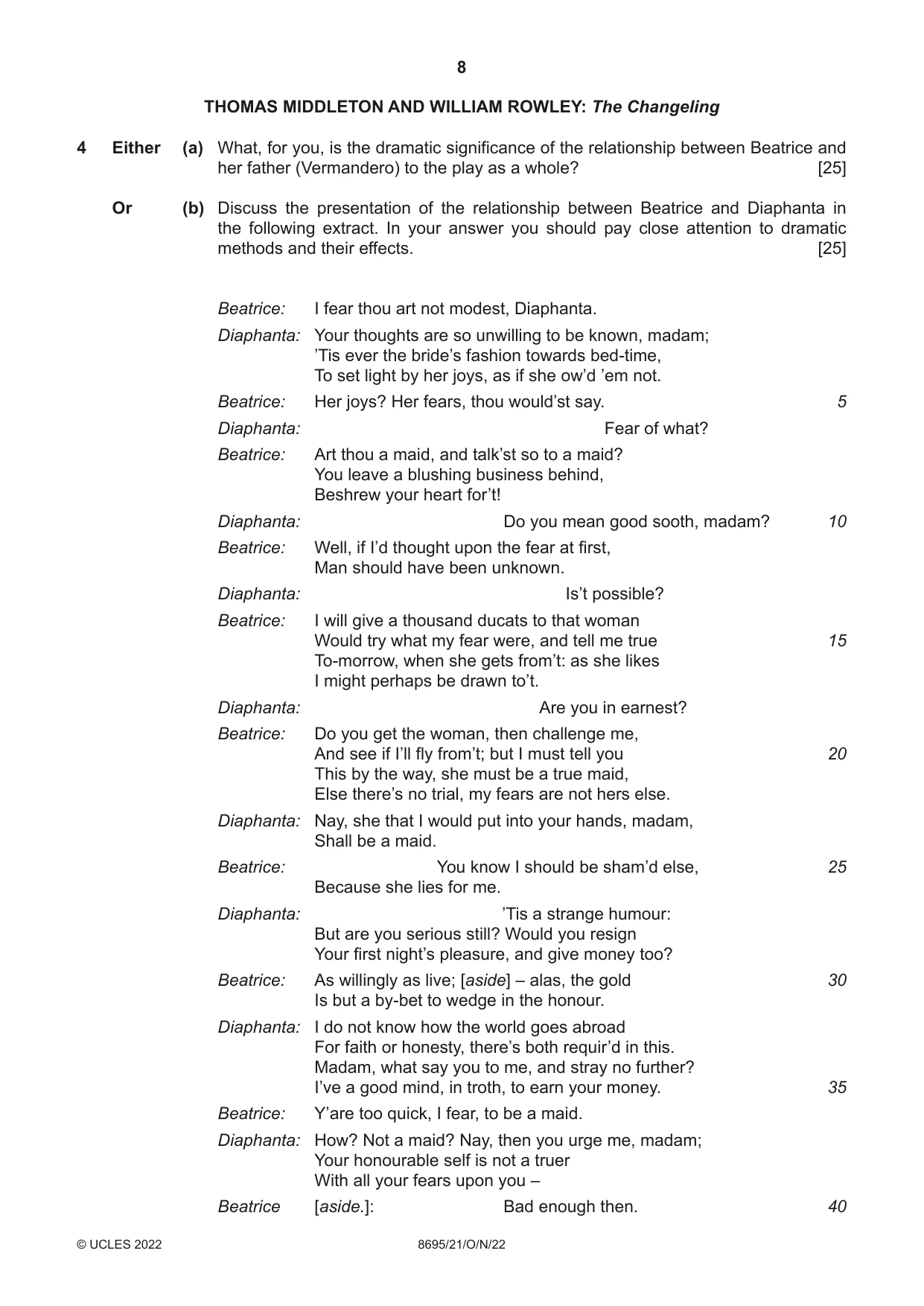 Cambridge A Level English - Language and Literature (AS Level only, from 2016) 8695 2022 Oct/Nov Paper 2 · Variant 1 question paper, page 8 of 24