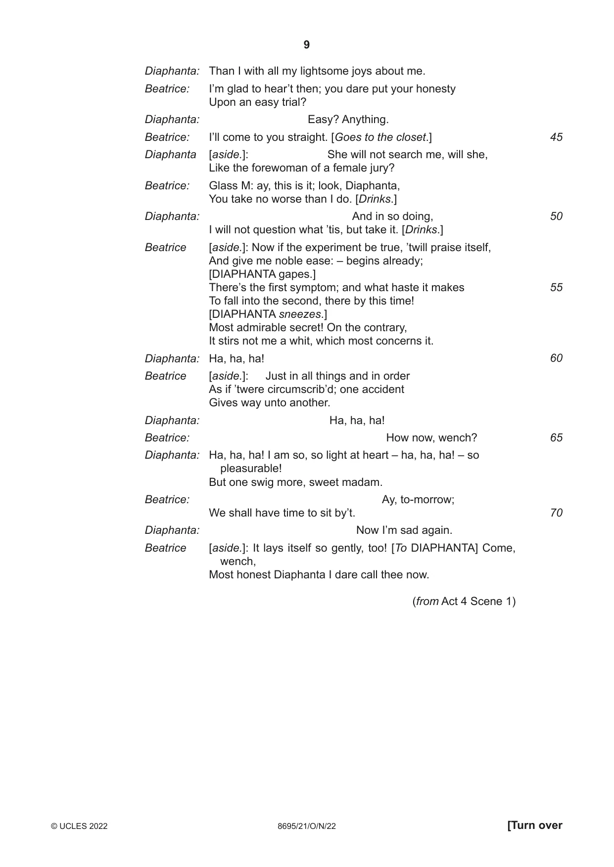 Cambridge A Level English - Language and Literature (AS Level only, from 2016) 8695 2022 Oct/Nov Paper 2 · Variant 1 question paper, page 9 of 24