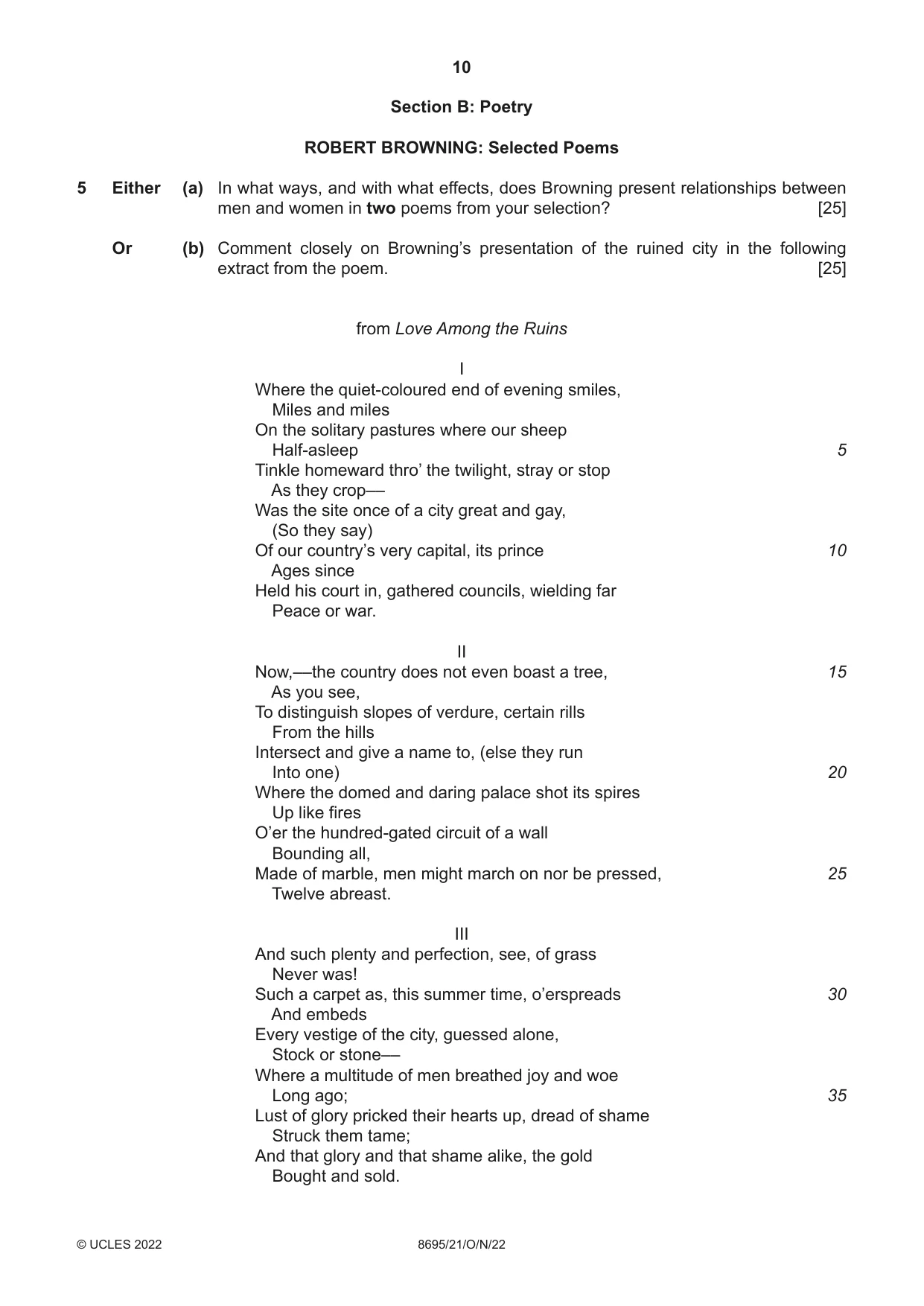 Cambridge A Level English - Language and Literature (AS Level only, from 2016) 8695 2022 Oct/Nov Paper 2 · Variant 1 question paper, page 10 of 24