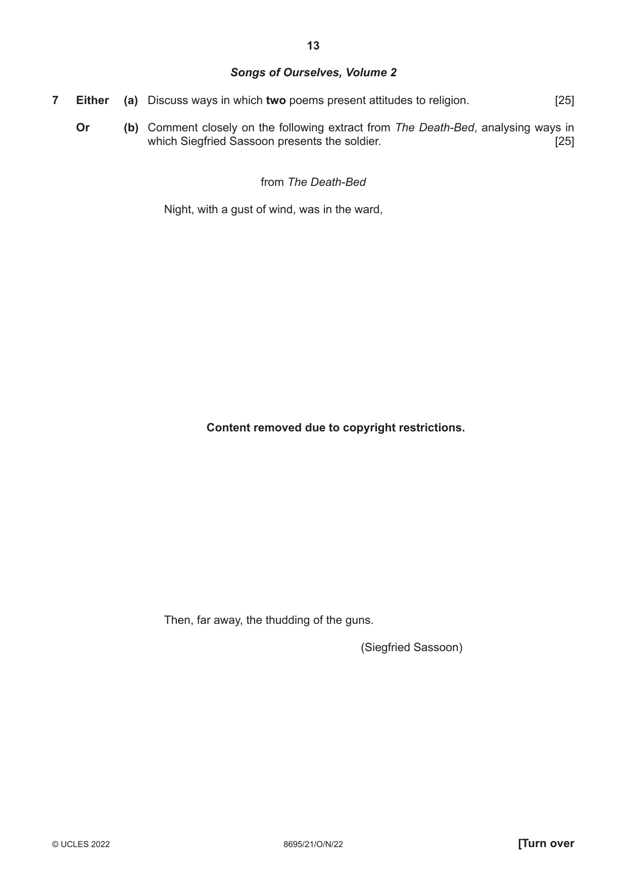 Cambridge A Level English - Language and Literature (AS Level only, from 2016) 8695 2022 Oct/Nov Paper 2 · Variant 1 question paper, page 13 of 24